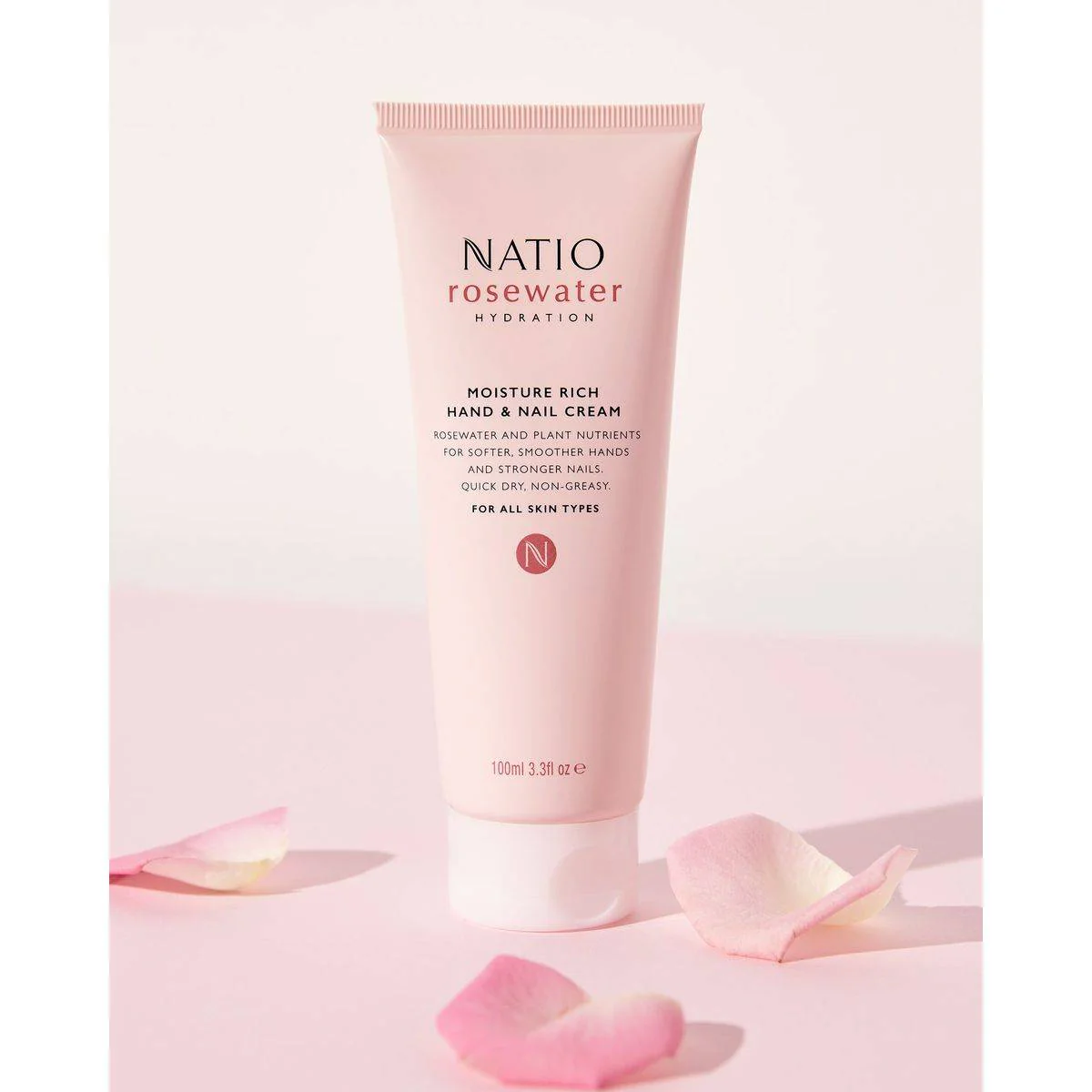Natio Rose Water Hydration Moisture Rich Hand & Nail Cream 100ml - Image 7