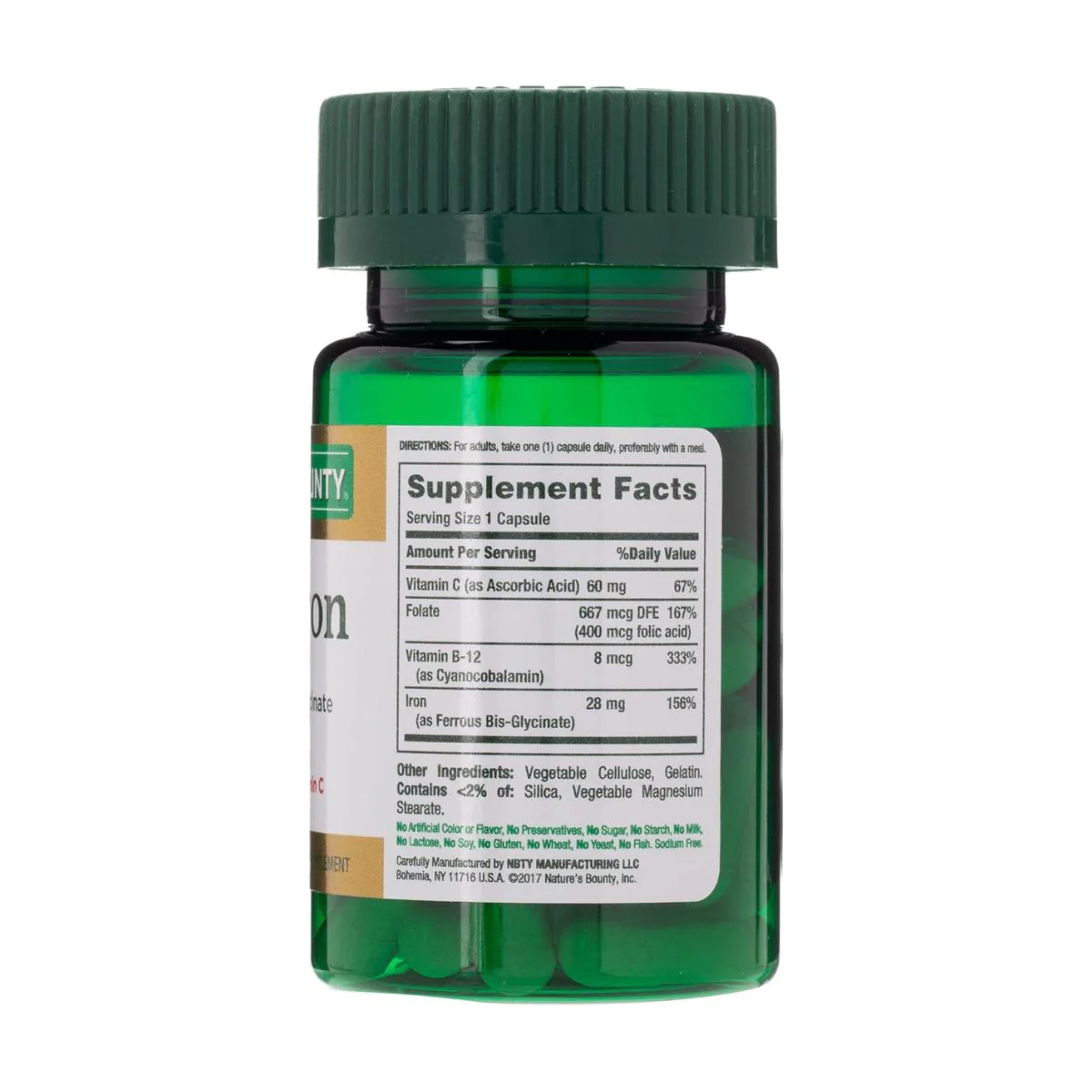 Natures Bounty Easy Iron 28mg 30 Capsules - Image 2