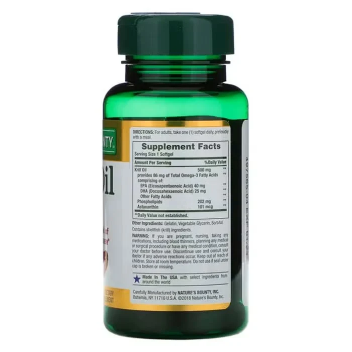 Natures Bounty Krill Oil 500mg 30 Softgel - Image 2