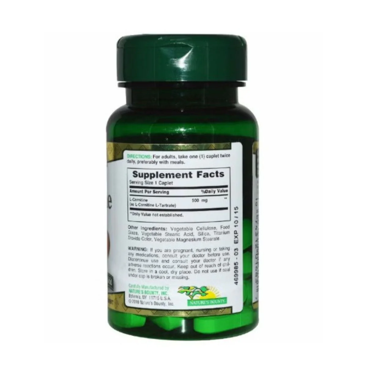 Natures Bounty L-Carnitine 500mg 30 Tablets - Image 3