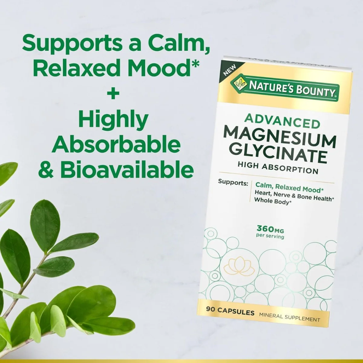Natures Bounty Magnesium Glycinate Advanced 90 Tablets - Image 2