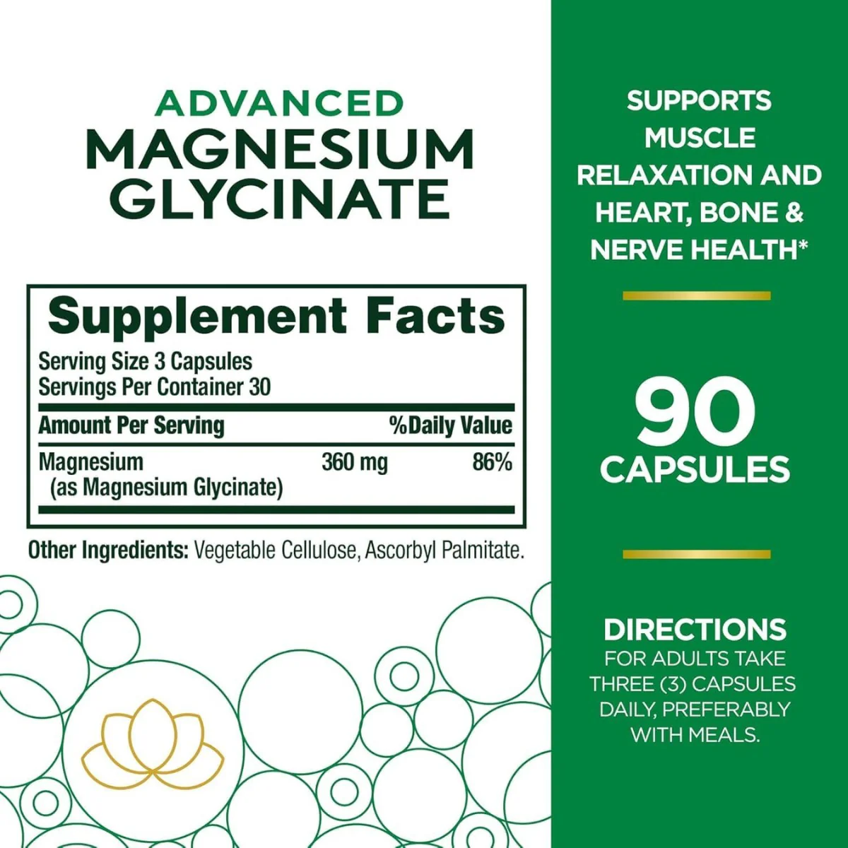 Natures Bounty Magnesium Glycinate Advanced 90 Tablets - Image 3