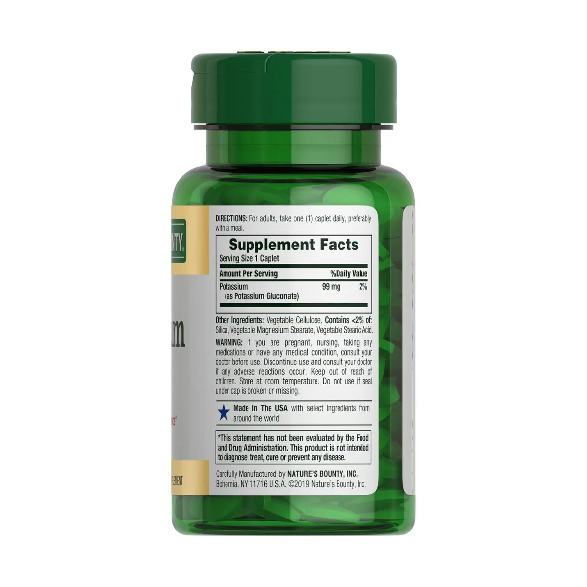 Natures Bounty Potassium Chelated 99mg 100 Tablets - Image 2