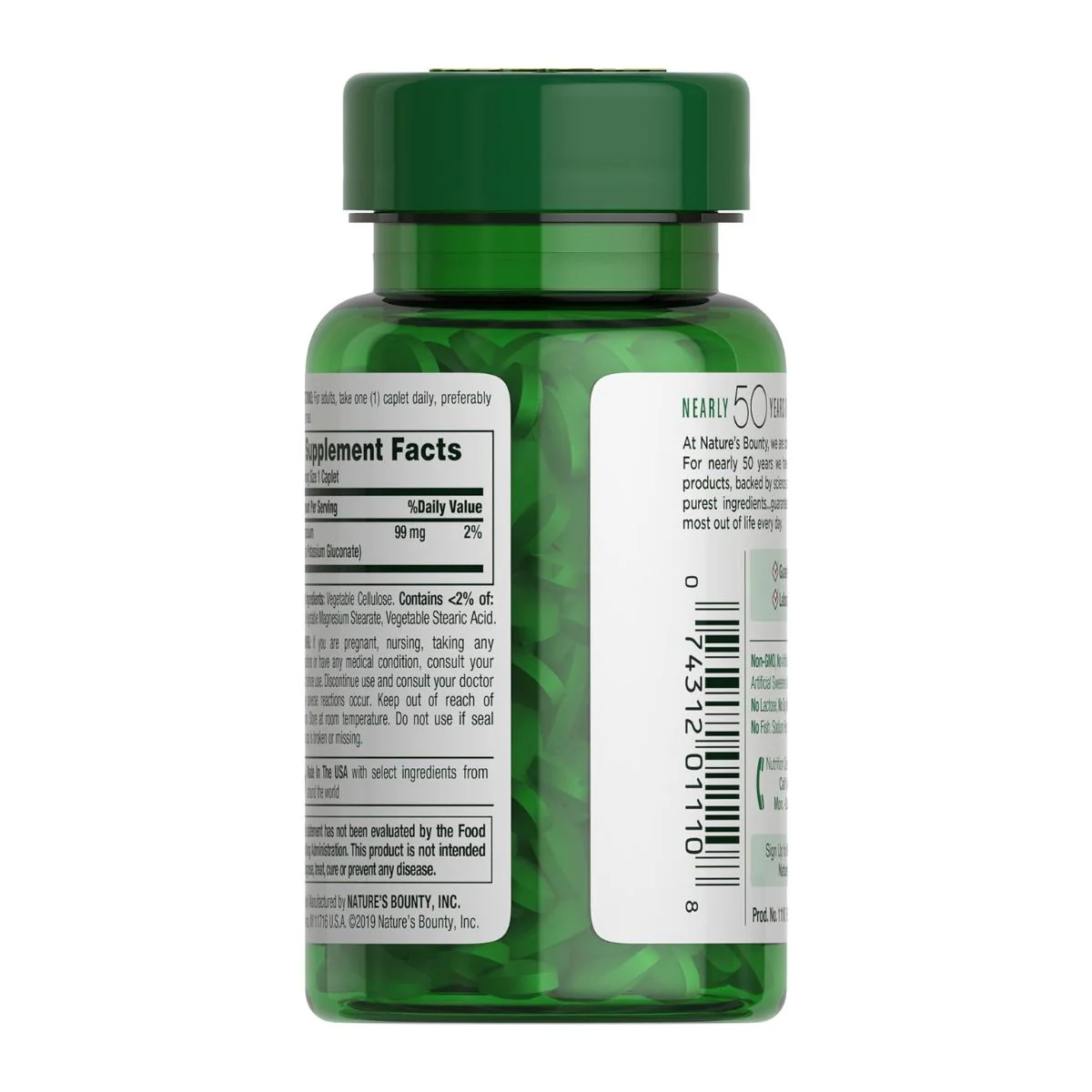 Natures Bounty Potassium Chelated 99mg 100 Tablets - Image 4