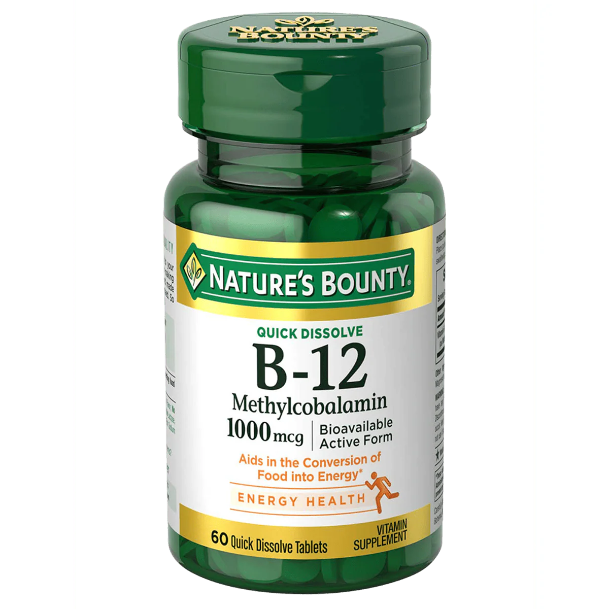 Natures Bounty Vitamin B12 Methylcobalamin 1,000mcg Quick Dissolve 60 Tablets