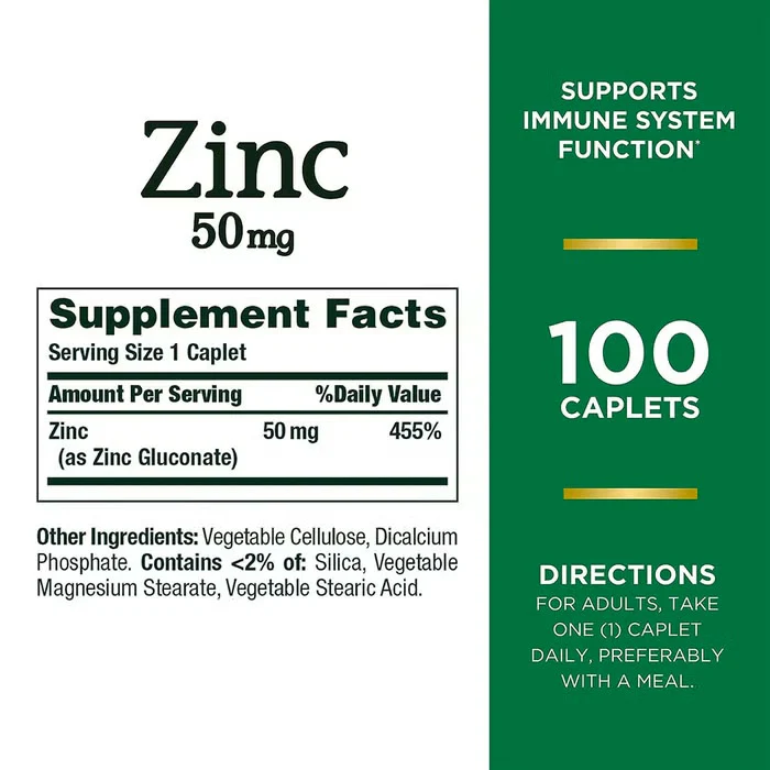Natures Bounty Zinc 50mg 100 Tablets - Image 4