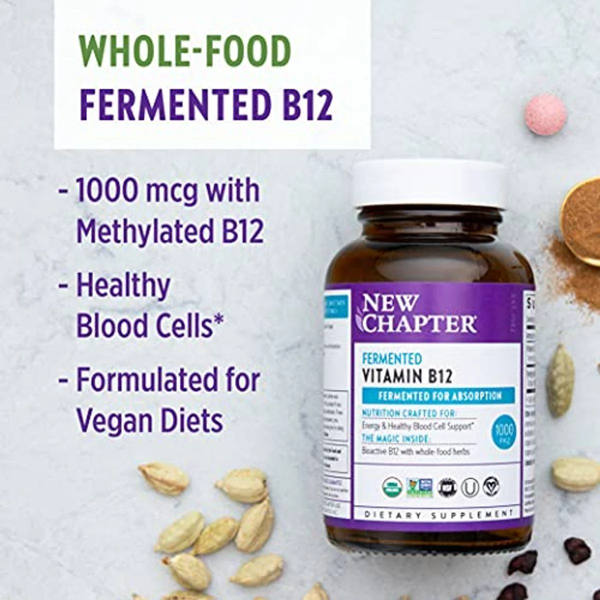 New Chapter Fermented Vitamin B12 1,000mg 30 Tablets - Image 7