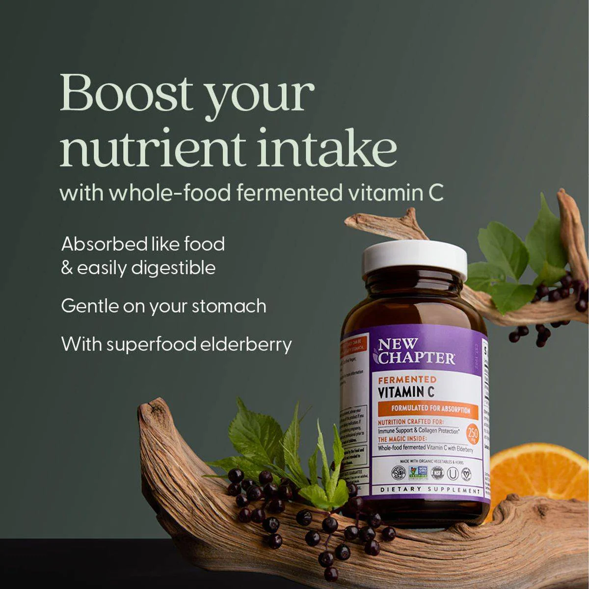 New Chapter Fermented Vitamin C 250mg 30 Tablets - Image 5