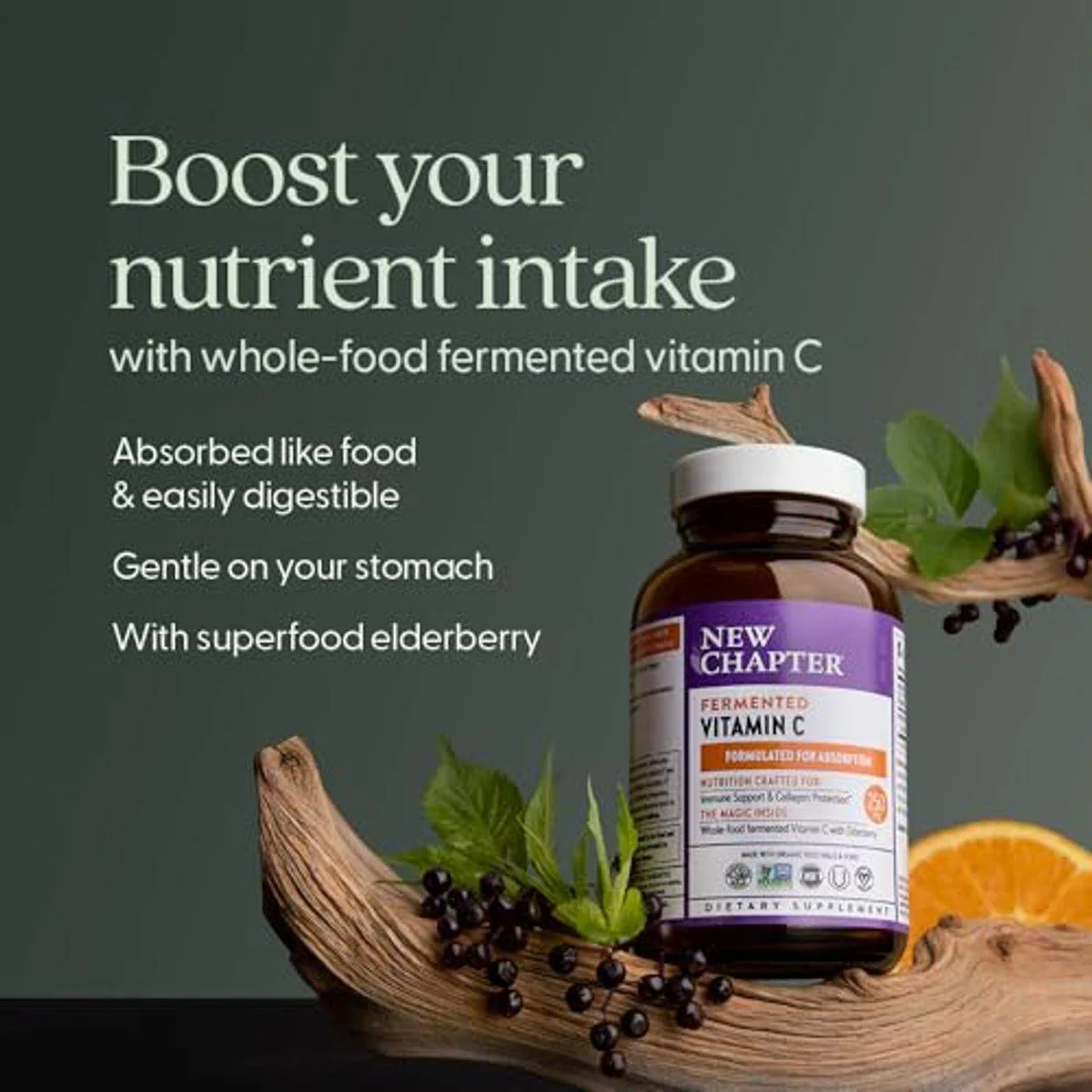 New Chapter Fermented Vitamin C 250mg 60 Tablets - Image 5