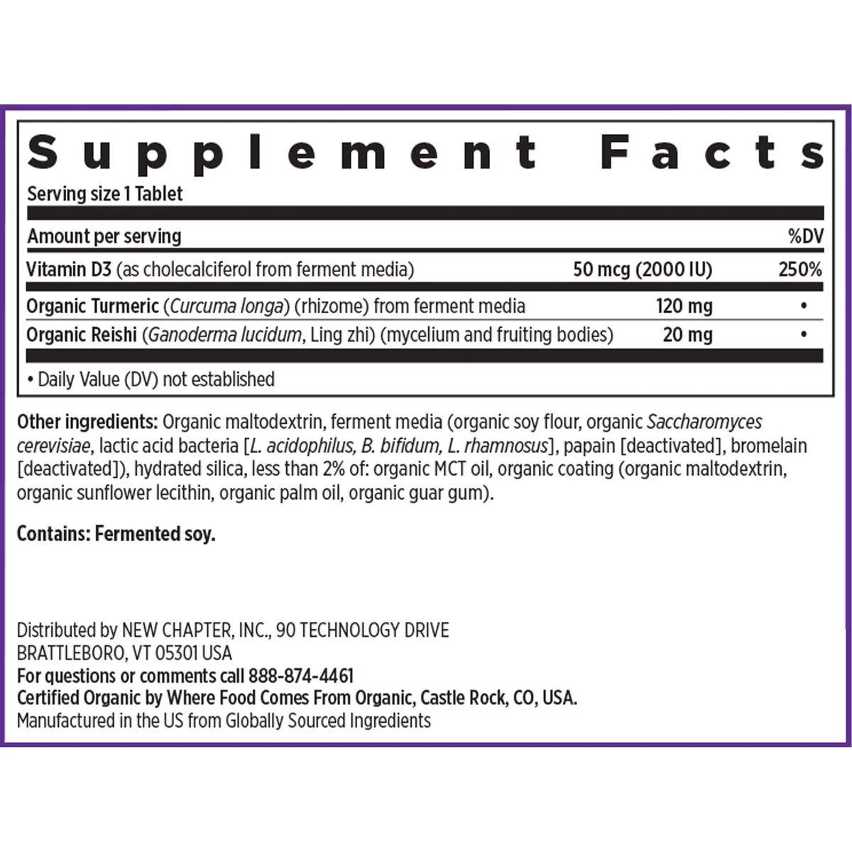 New Chapter Fermented Vitamin D3 2000IU 30 Tablets - Image 3