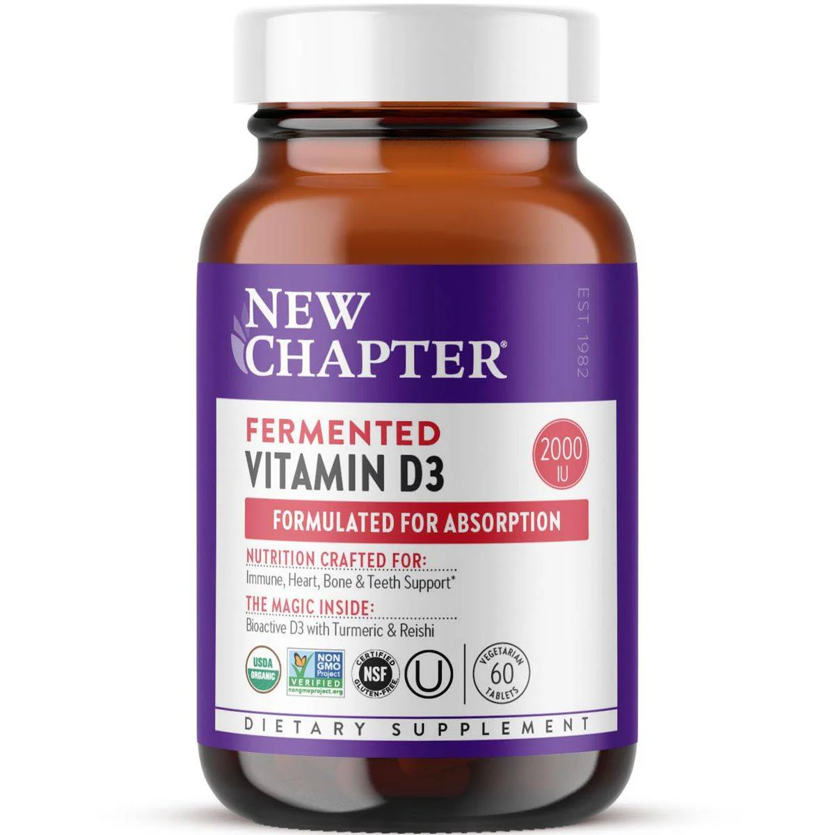 New Chapter Fermented Vitamin D3 2,000IU 60 Tablets