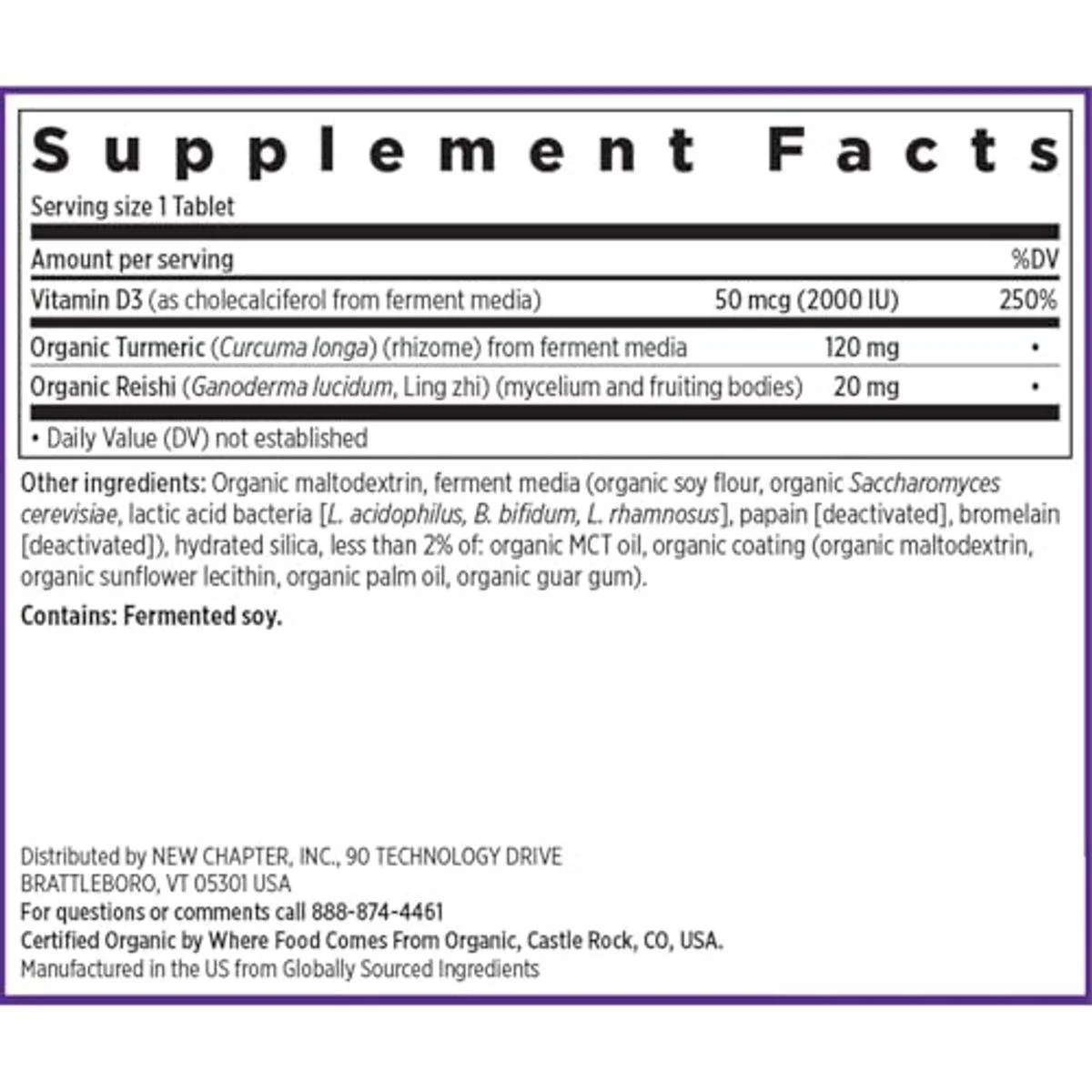 New Chapter Fermented Vitamin D3 2,000IU 60 Tablets - Image 2