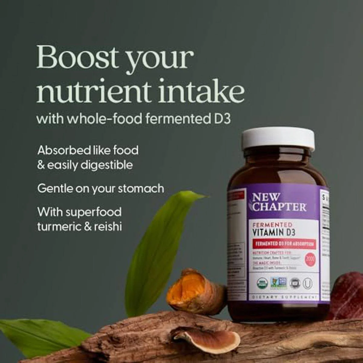 New Chapter Fermented Vitamin D3 2,000IU 60 Tablets - Image 4