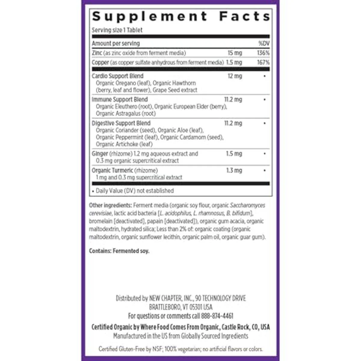 New Chapter Fermented Zinc Complex 60 Tablets - Image 6