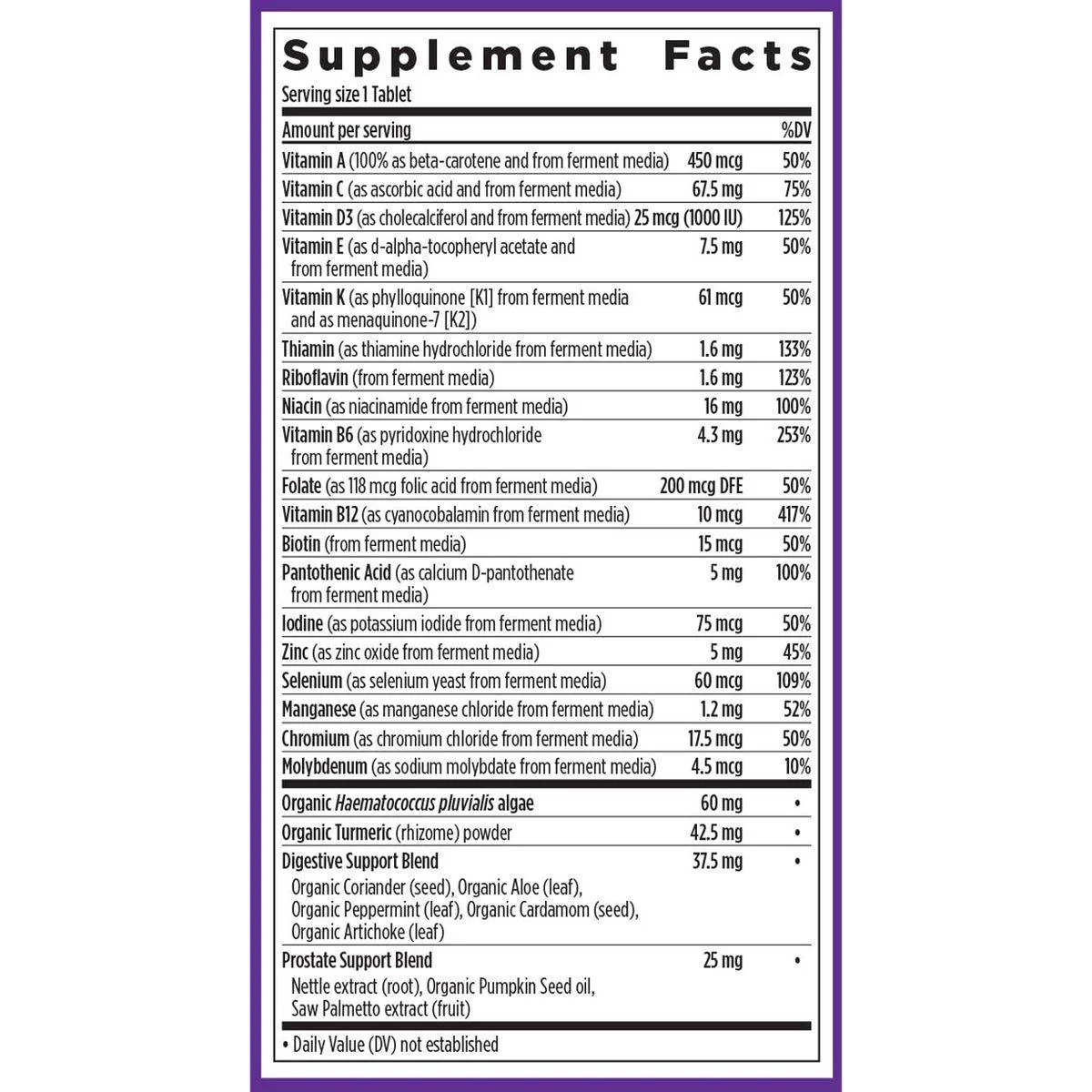New Chapter One Daily Every Mans 55+ Multivitamin 30 Tablets - Image 3