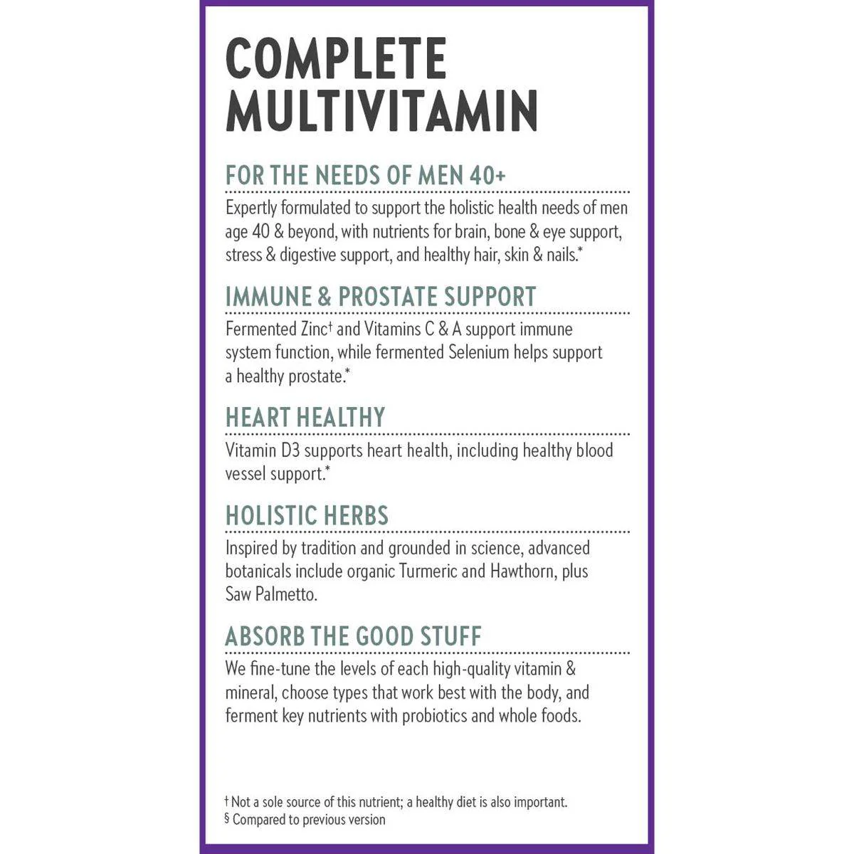 New Chapter One Daily Every Mans Multivitamin 40+ 72 Tablets - Image 3
