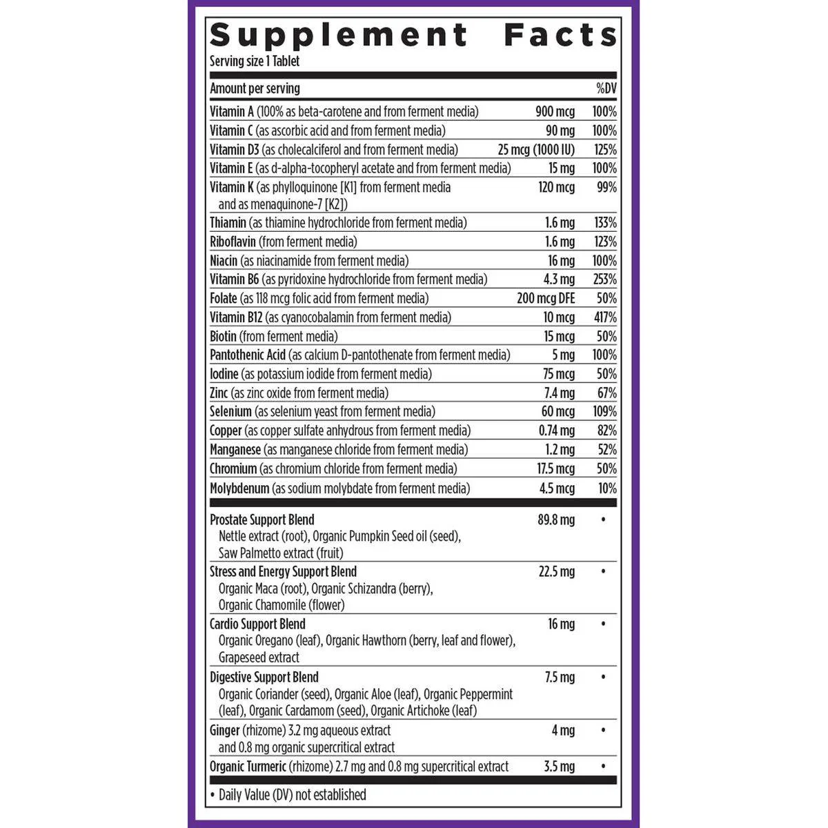 New Chapter One Daily Every Mans Multivitamin 40+ 72 Tablets - Image 4