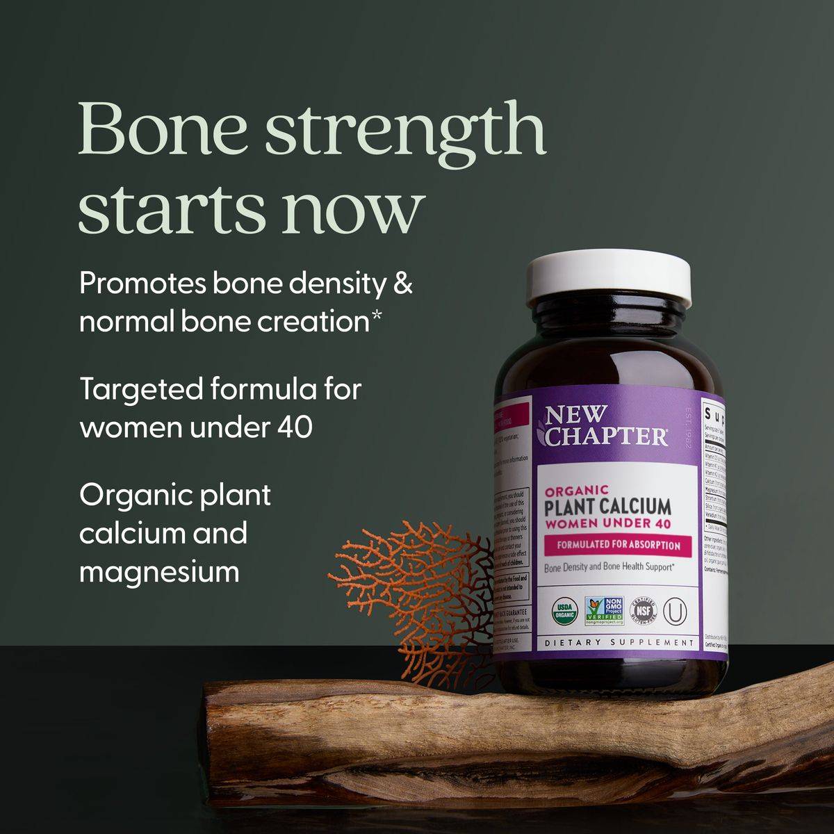 New Chapter Organic Plant Calcium Women Under 40 60 Tablets - Image 5