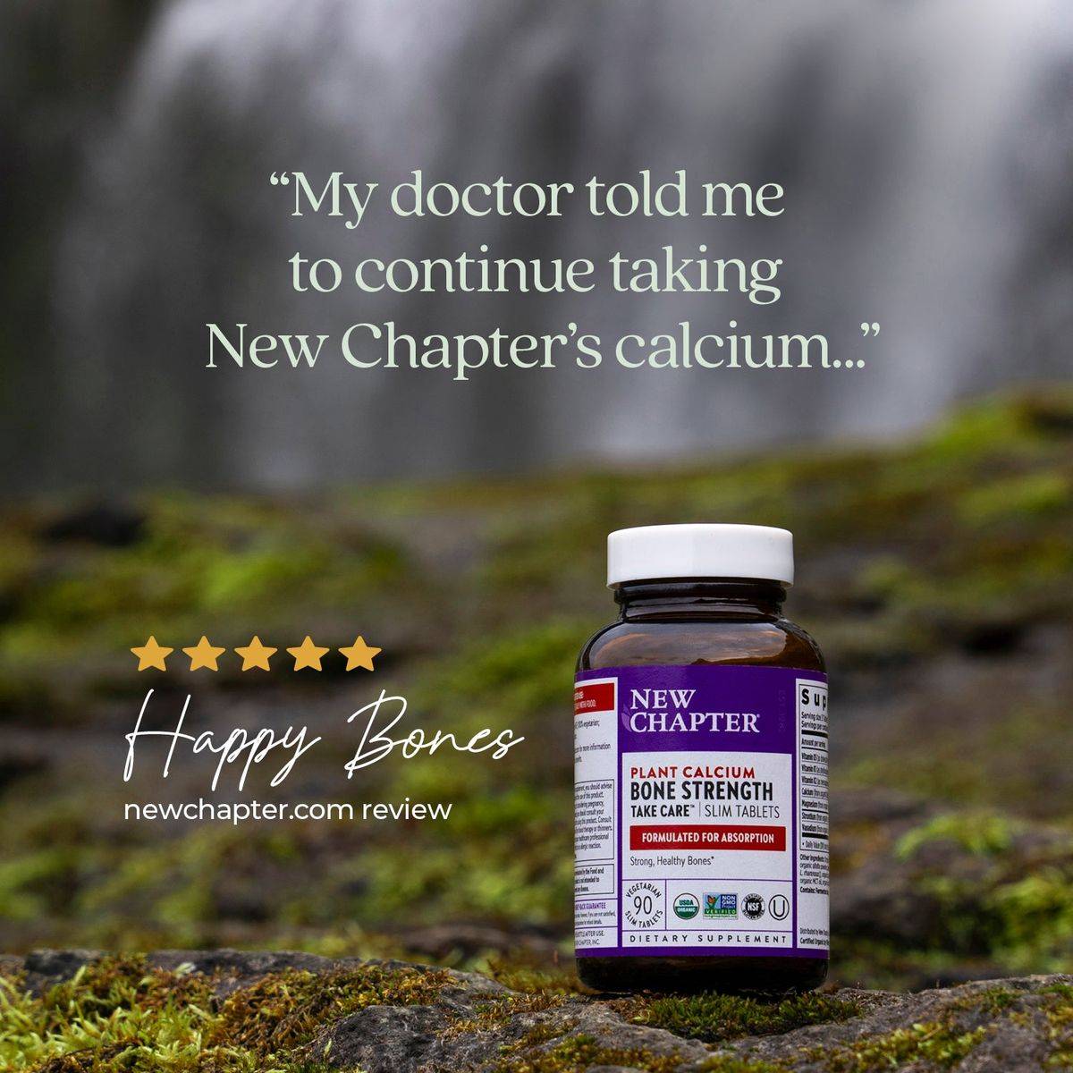 New Chapter Plant Calcium Bone Strength Take Care 60 Slim Tablets - Image 2