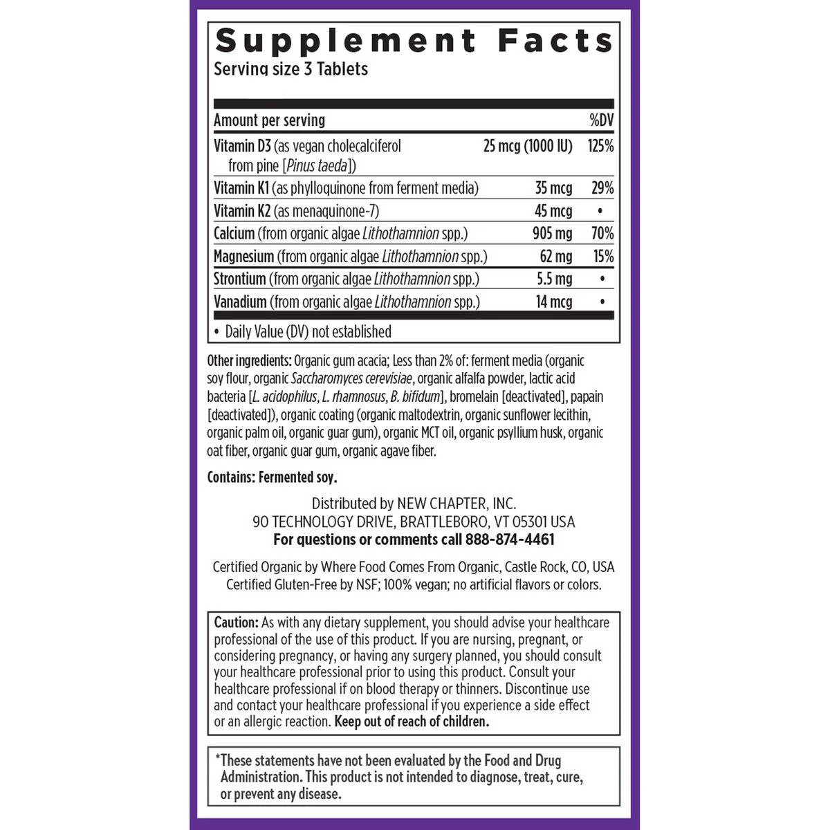 New Chapter Plant Calcium Bone Strength Take Care 60 Slim Tablets - Image 3