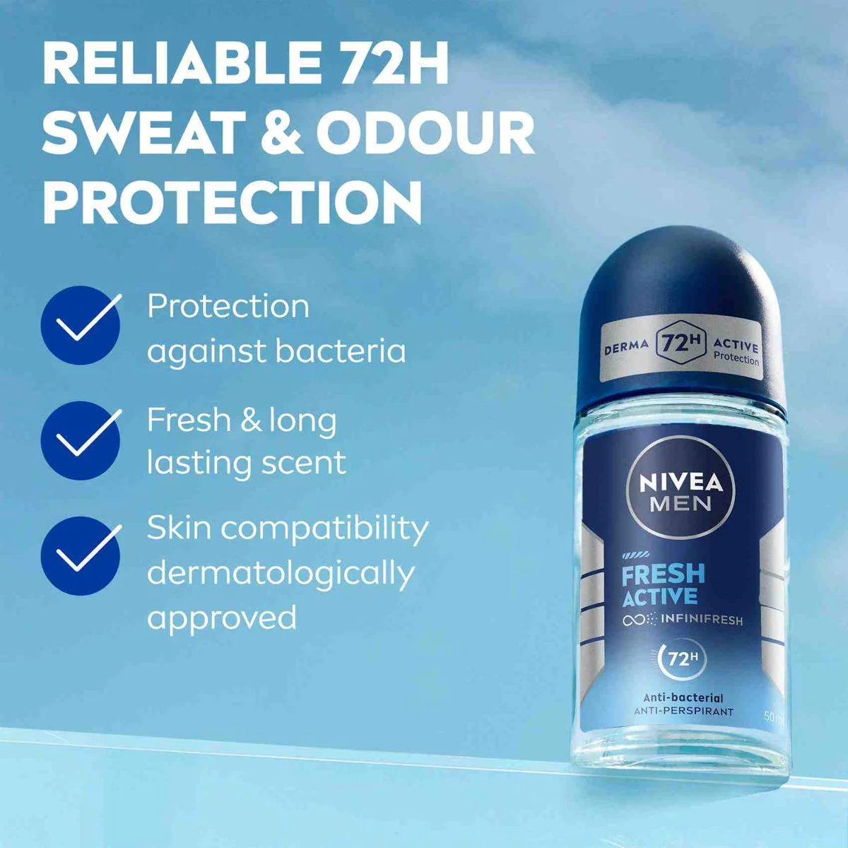Nivea Men Deodorant Roll On Fresh Active 50ml - Image 3
