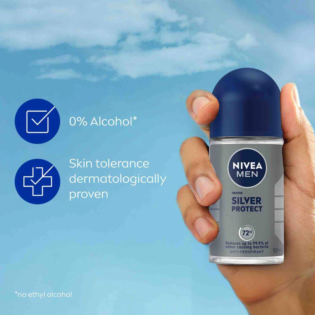 Nivea Men Deodorant Roll On Silver Protect 50ml - Image 2