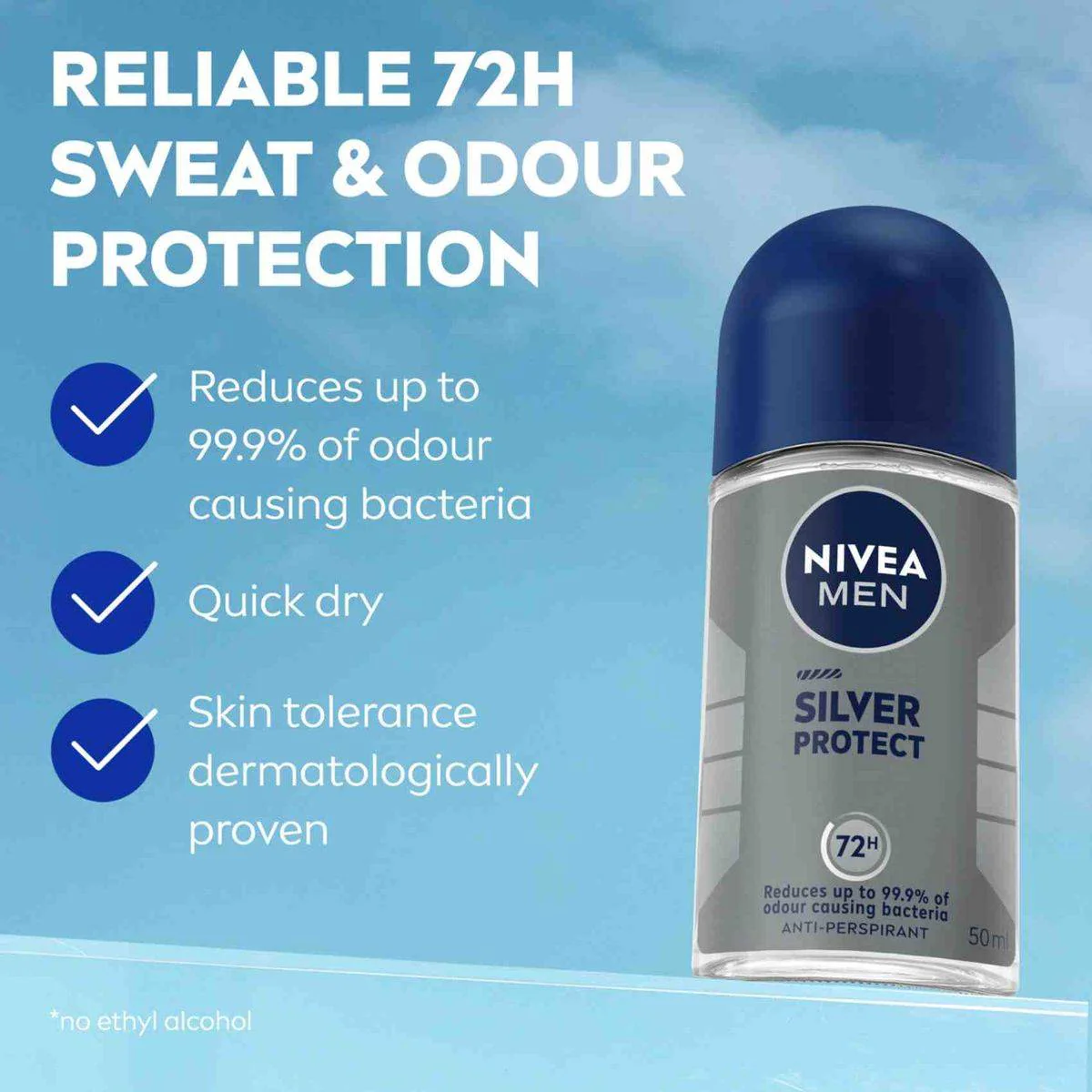Nivea Men Deodorant Roll On Silver Protect 50ml - Image 7