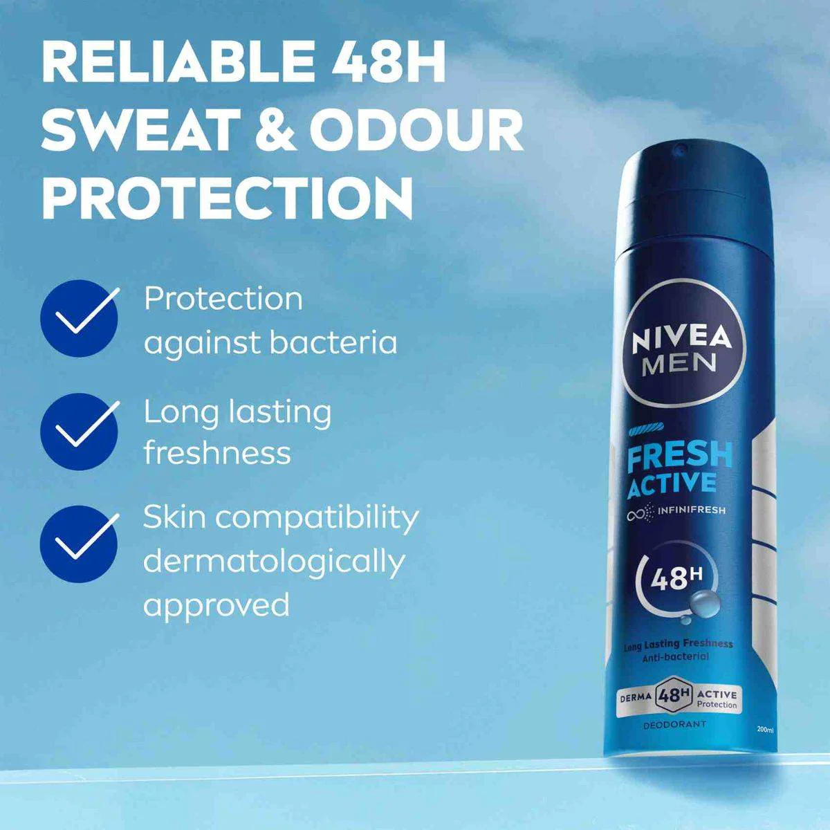 Nivea Men Deodorant Spray Fresh Active 200ml - Image 6