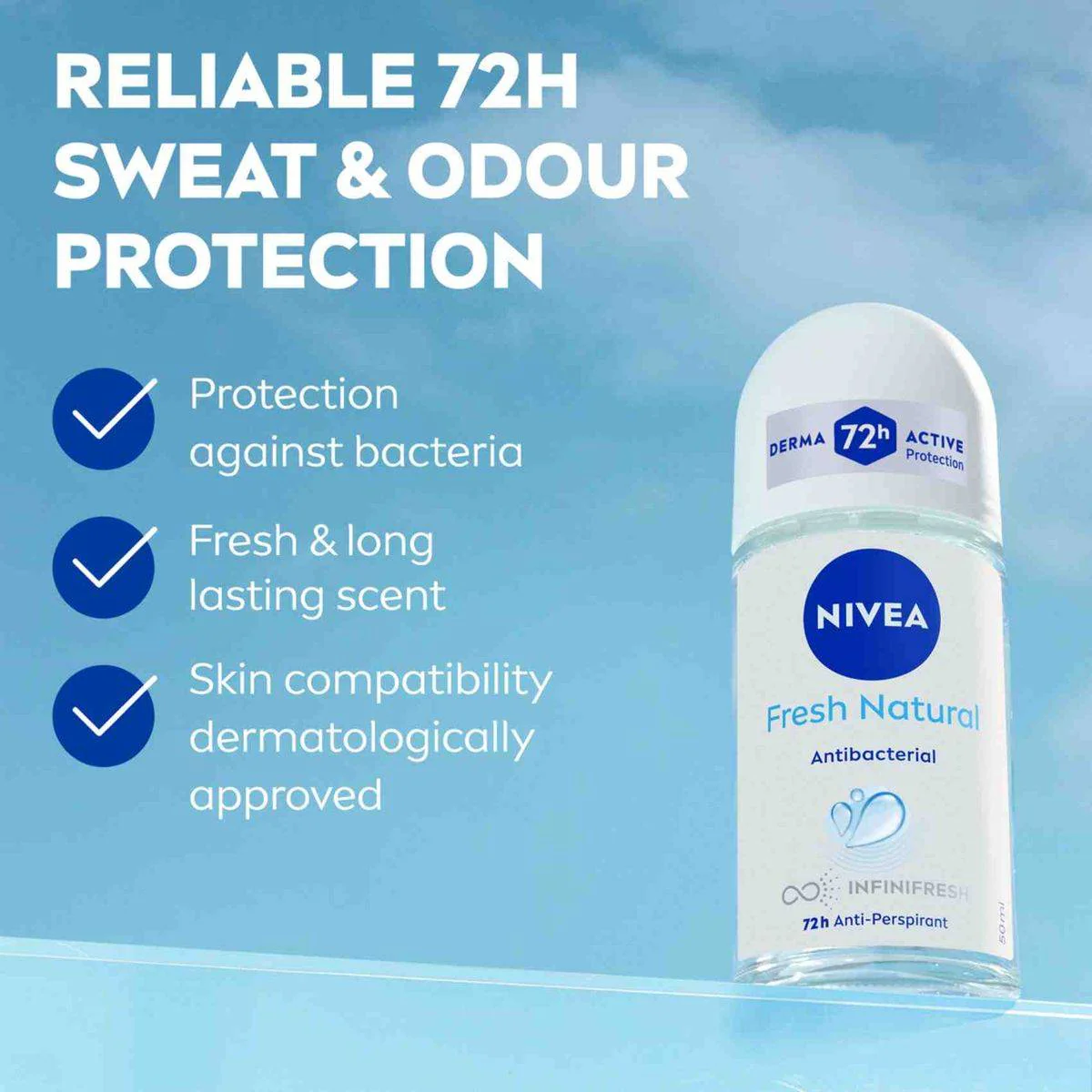 Nivea Women Deodorant Roll On Fresh Natural 50ml - Image 2