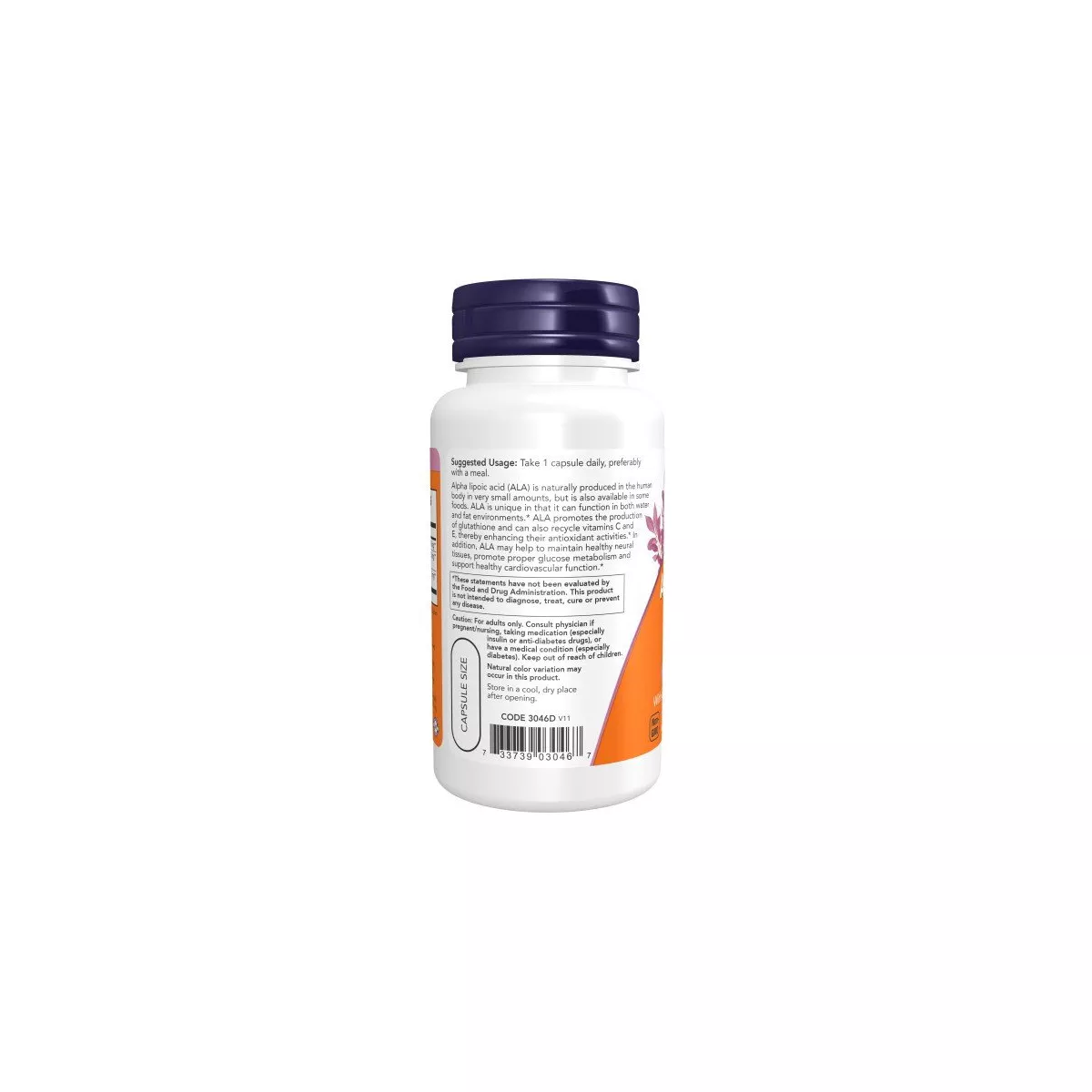 Now Alpha Lipoic Acid 600mg 60 VegeCapsules - Image 2