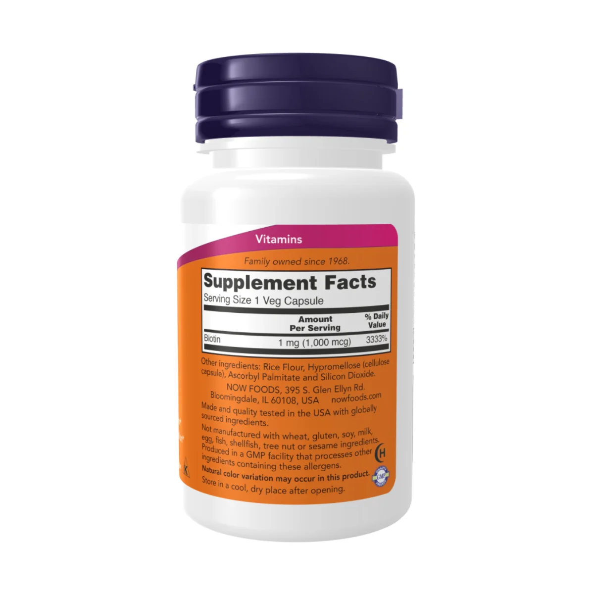 Now Biotin 1000mcg Vegetarian Capsules - Image 2