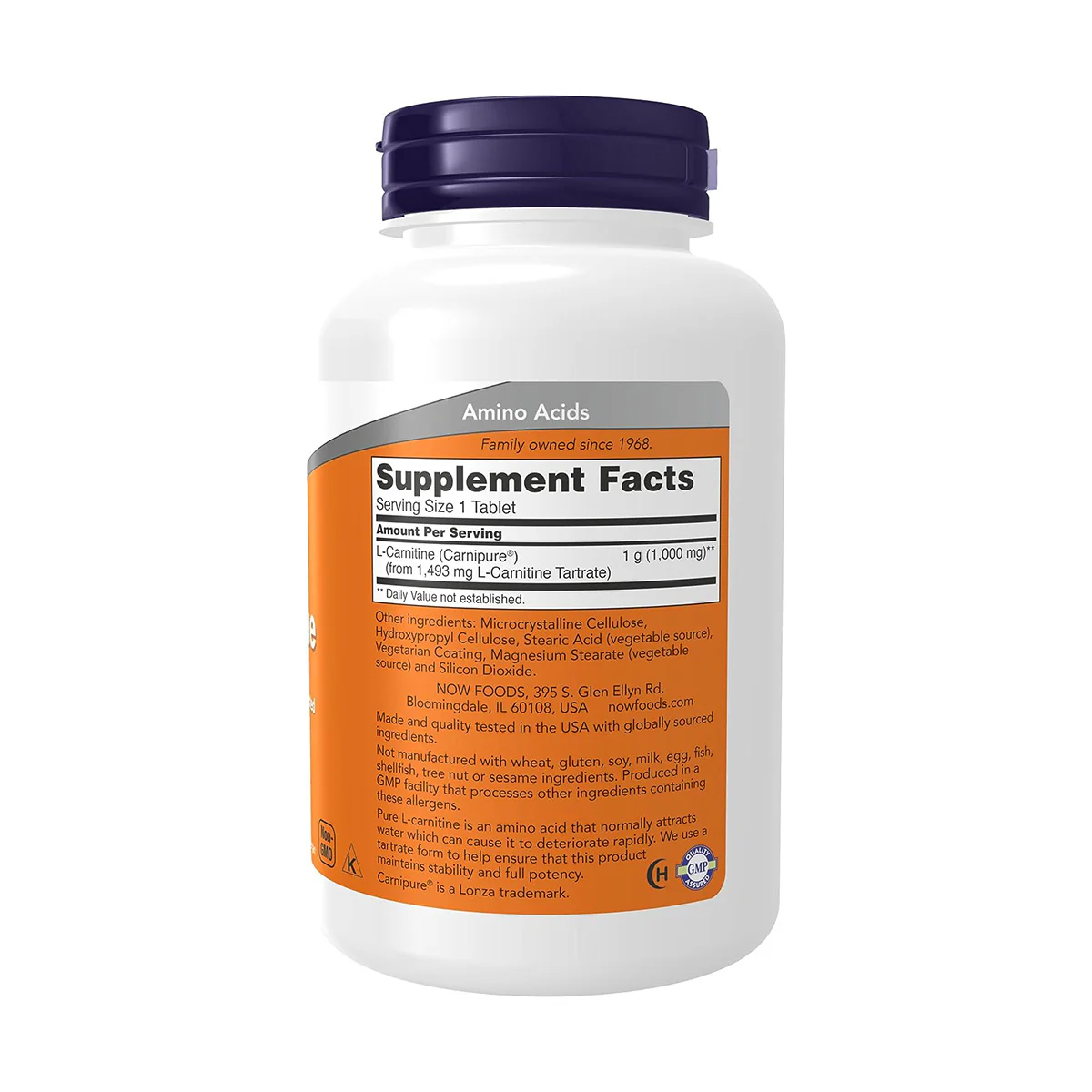 Now Carnitine Tartrate 1000mg 100 Tablets - Image 3