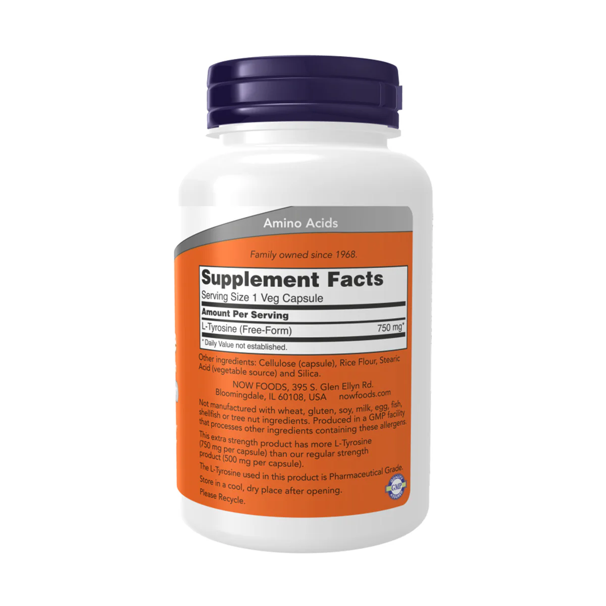 Now L Tyrosine 750mg 90 VegeCapsules - Image 3