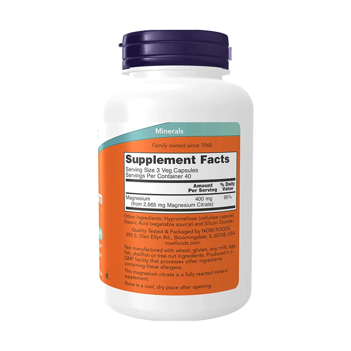 Now Magnesium Citrate 120 VegeCapsules - Image 3