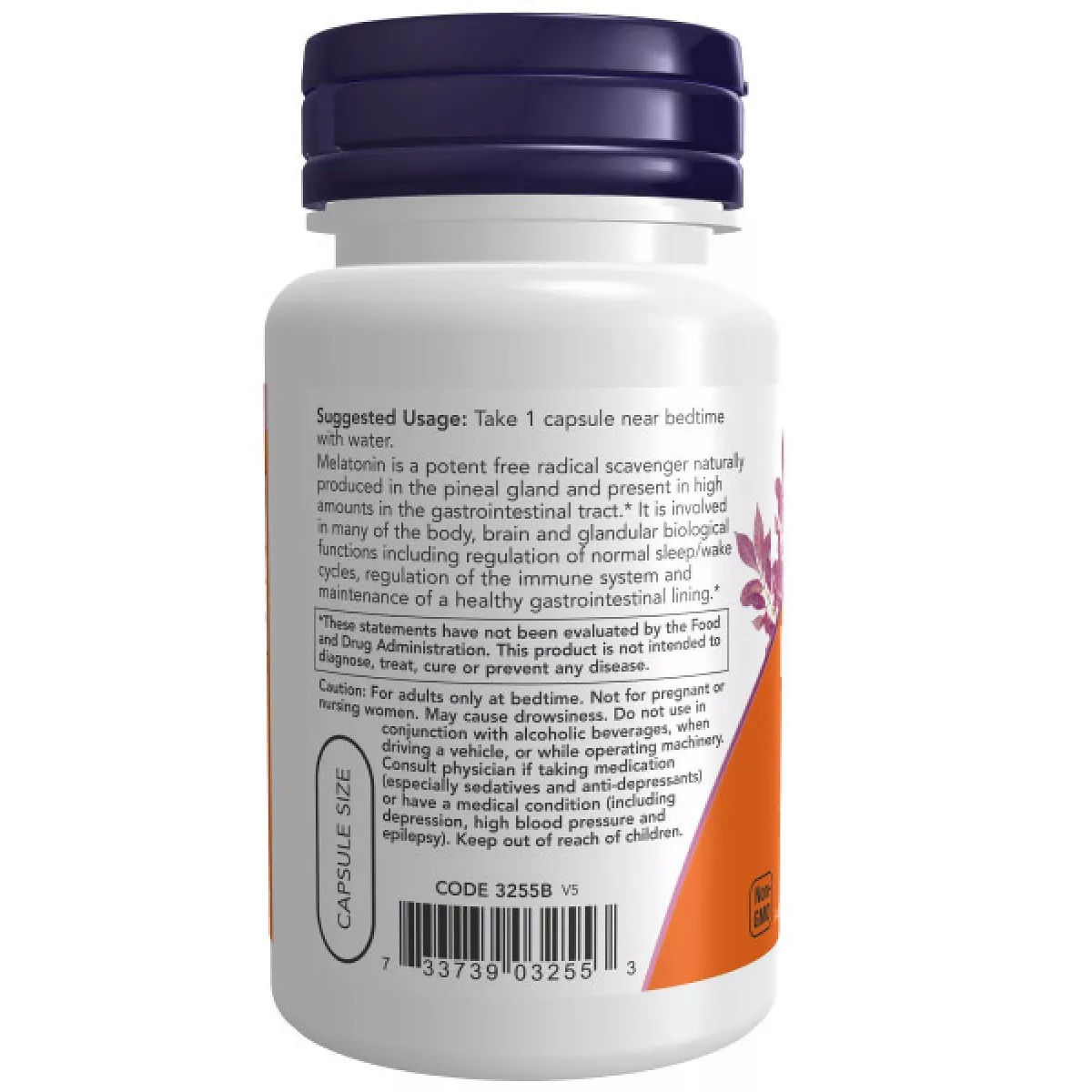 Now Melatonin 3mg 60 VegeCapsules - Image 2