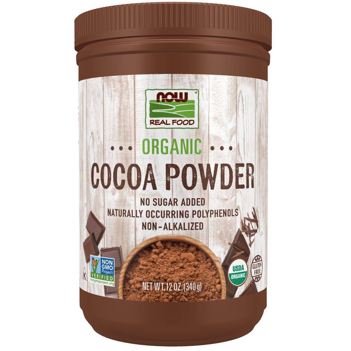 Now Real Food Cocoa Powder Pure Organic 340g