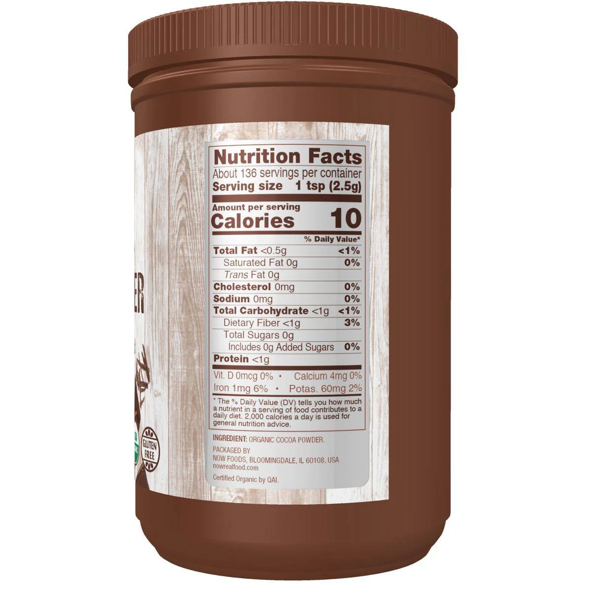 Now Real Food Cocoa Powder Pure Organic 340g - Image 3
