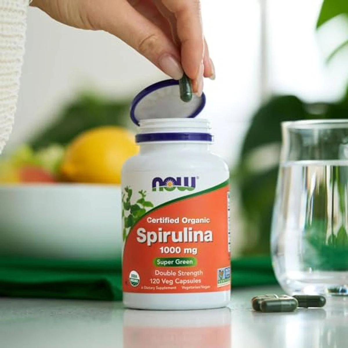 Now Spirulina 1000mg Organic 120 Tablets - Image 3