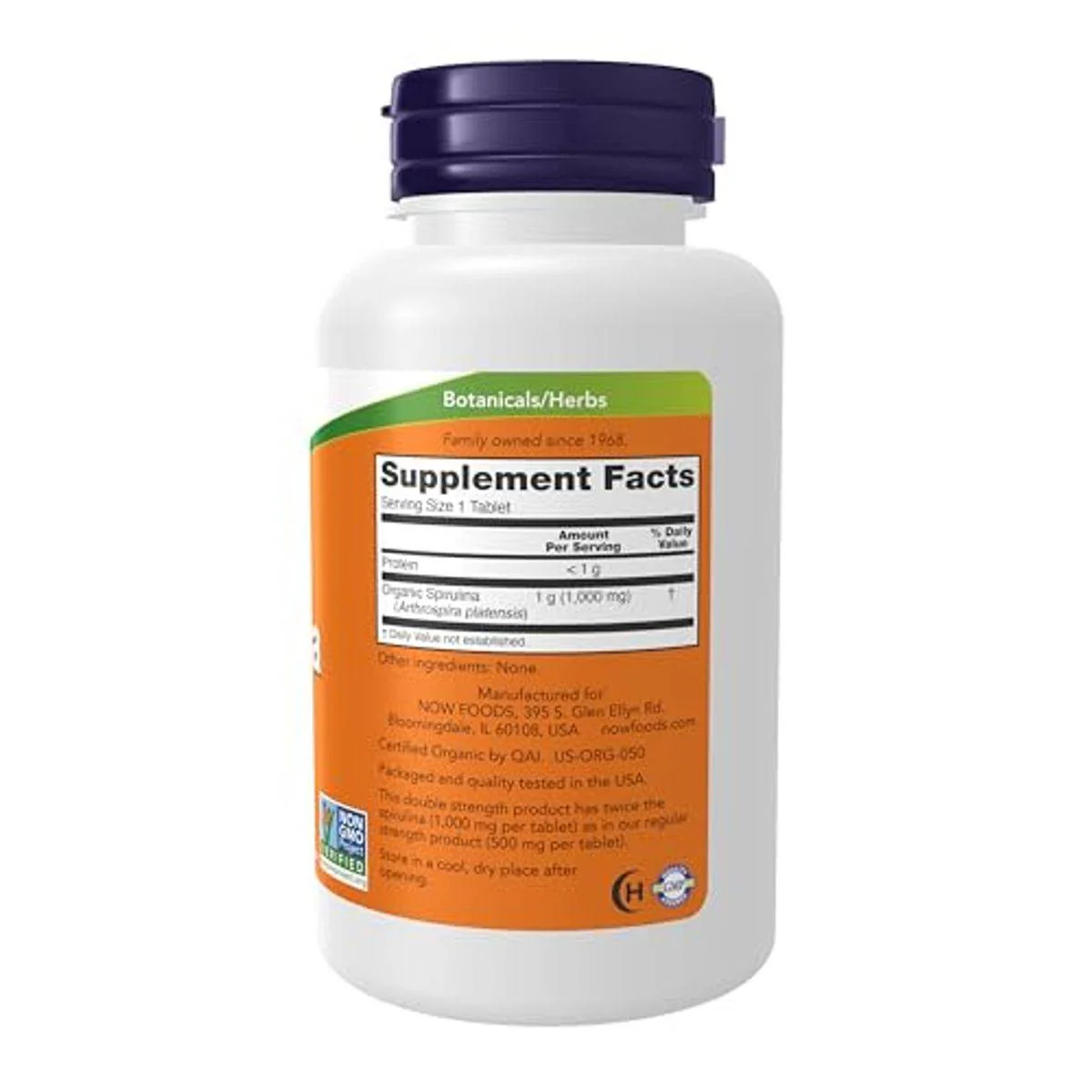 Now Spirulina 1000mg Organic 120 Tablets - Image 6