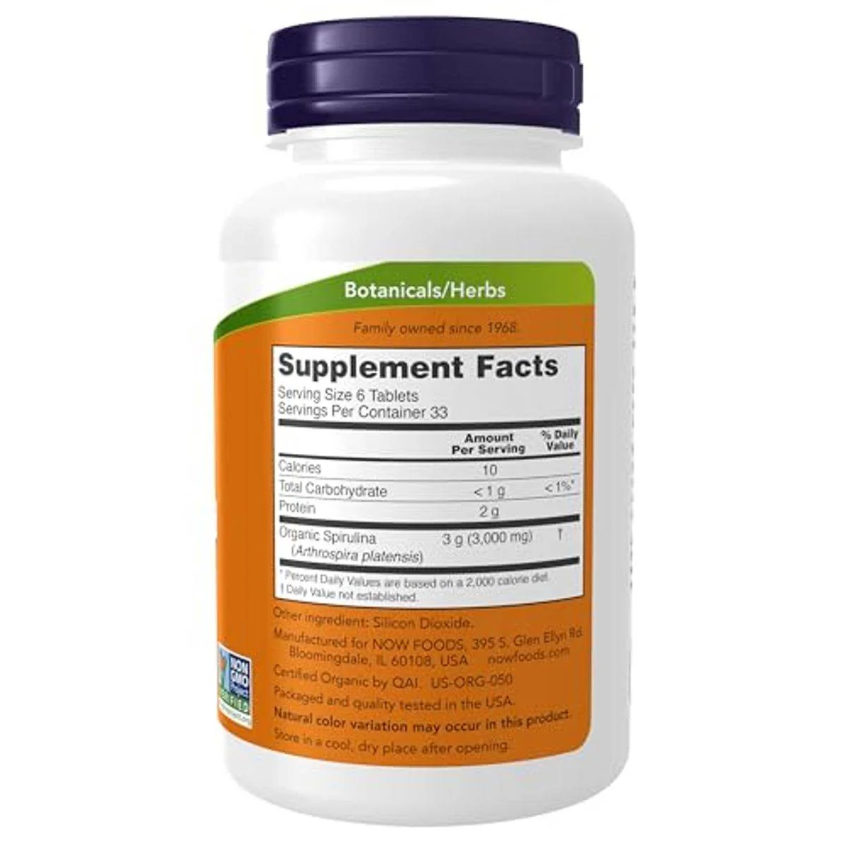 Now Spirulina 500mg 200 Tablets - Image 5