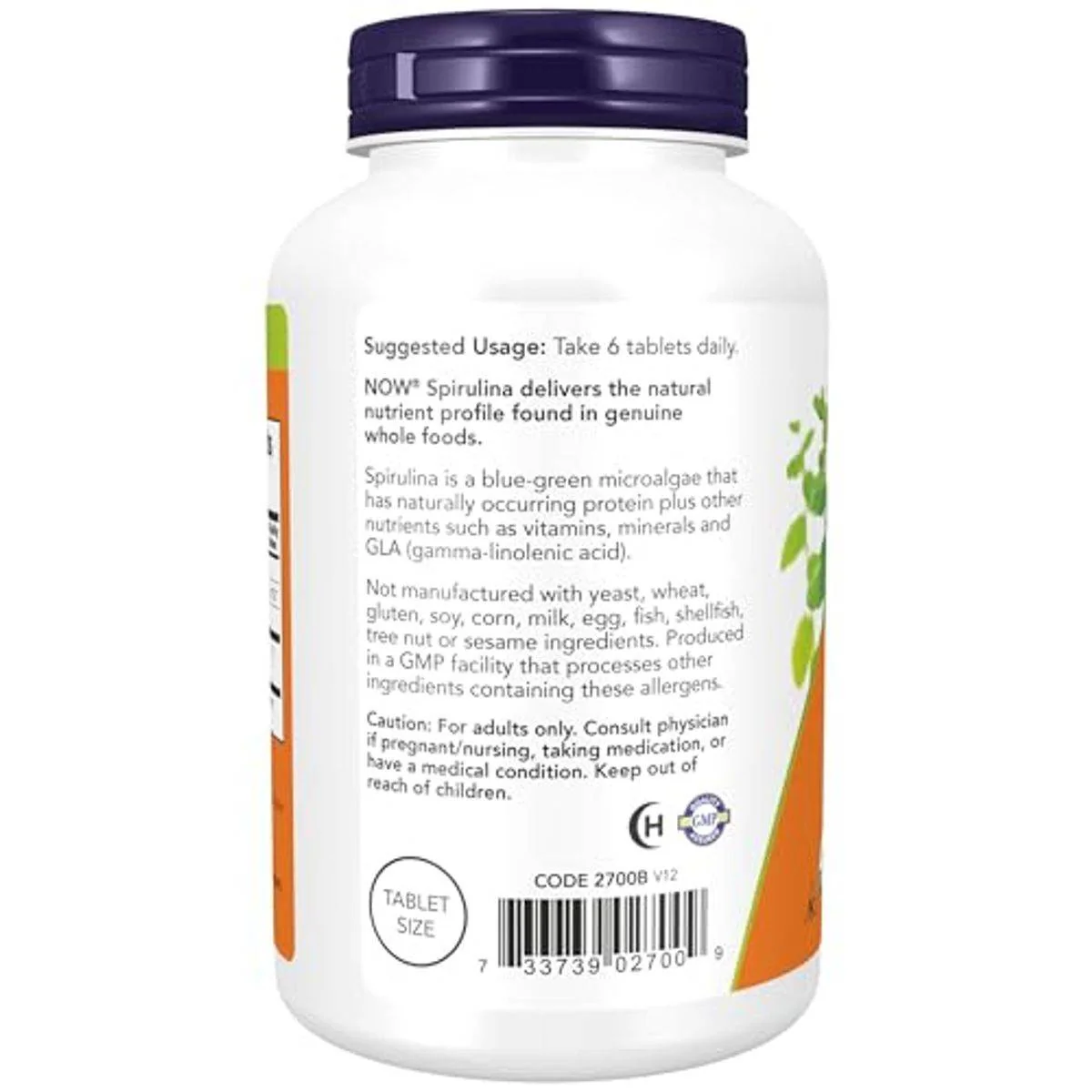 Now Spirulina 500mg Organic 500 Tablets - Image 2