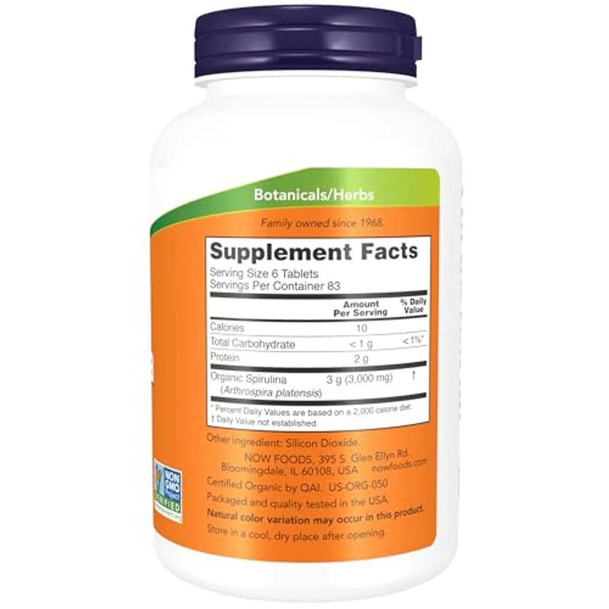 Now Spirulina 500mg Organic 500 Tablets - Image 6