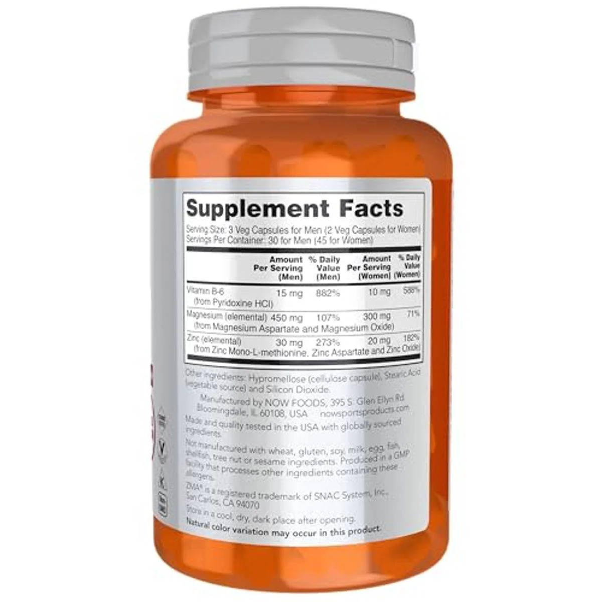 Now Sports ZMA 800mg 90 Vege Capsules - Image 4