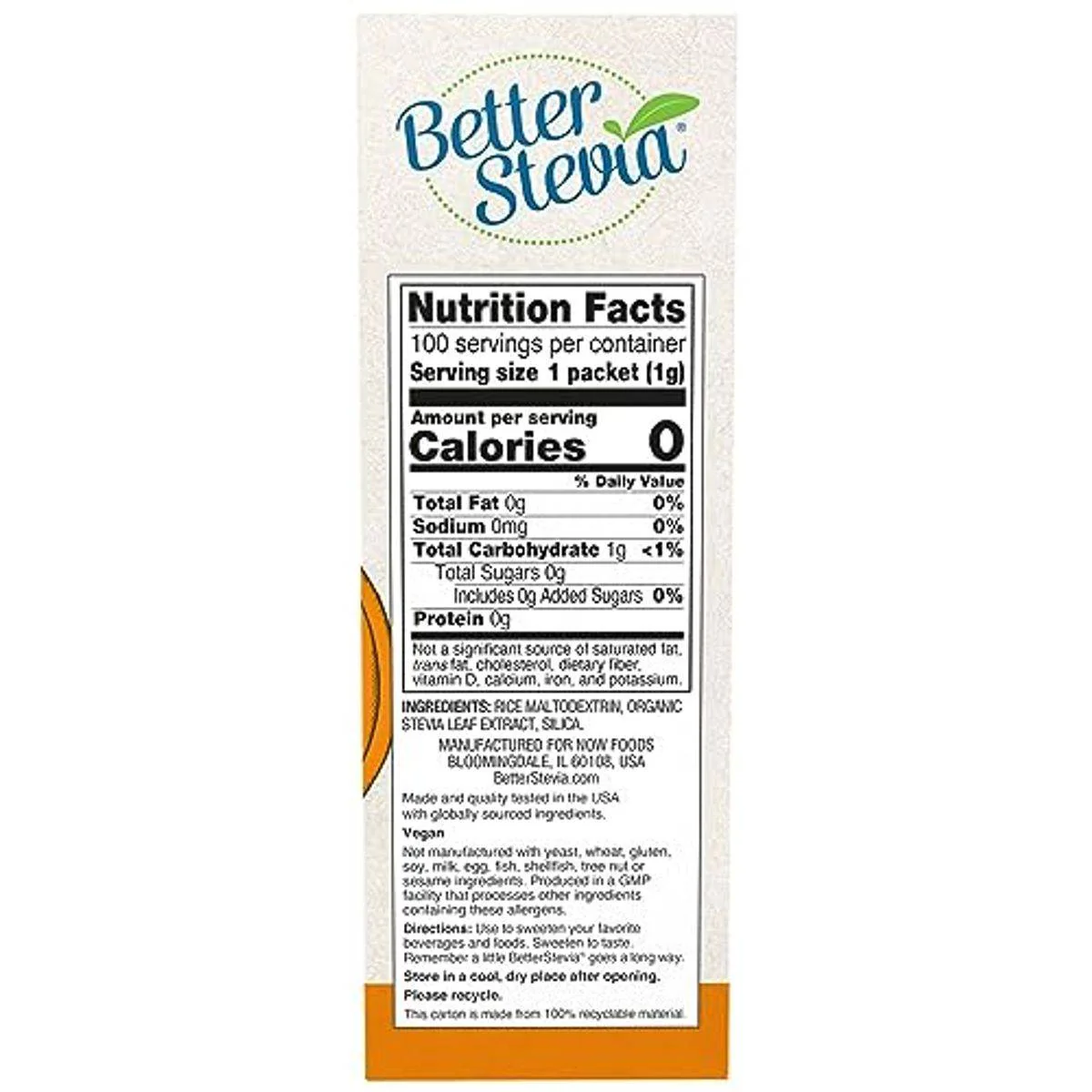 Now Sweetener Better Stevia Original 100 Sach - Image 3