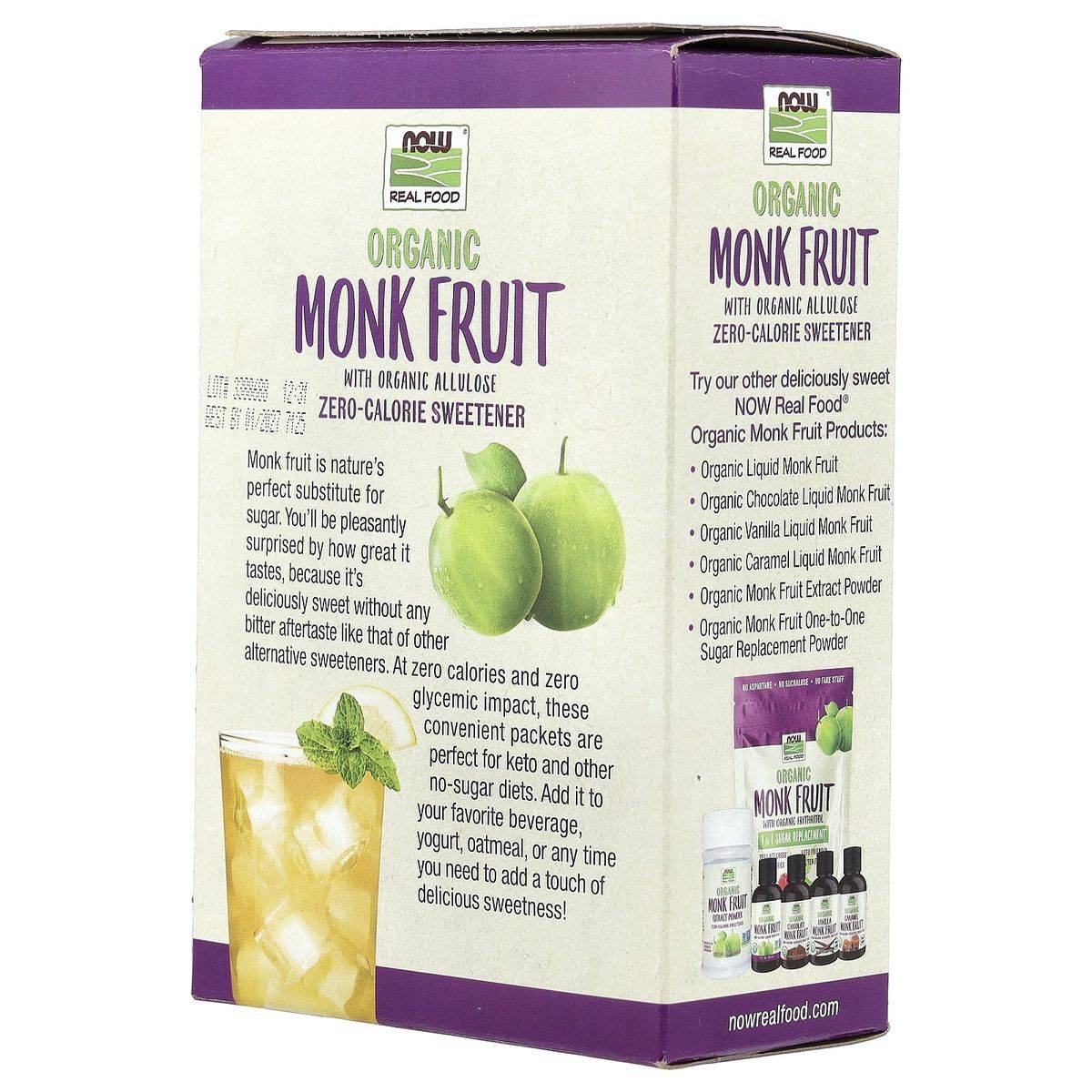 Now Sweetener Monk Fruit Organic 70 Packets - Image 2