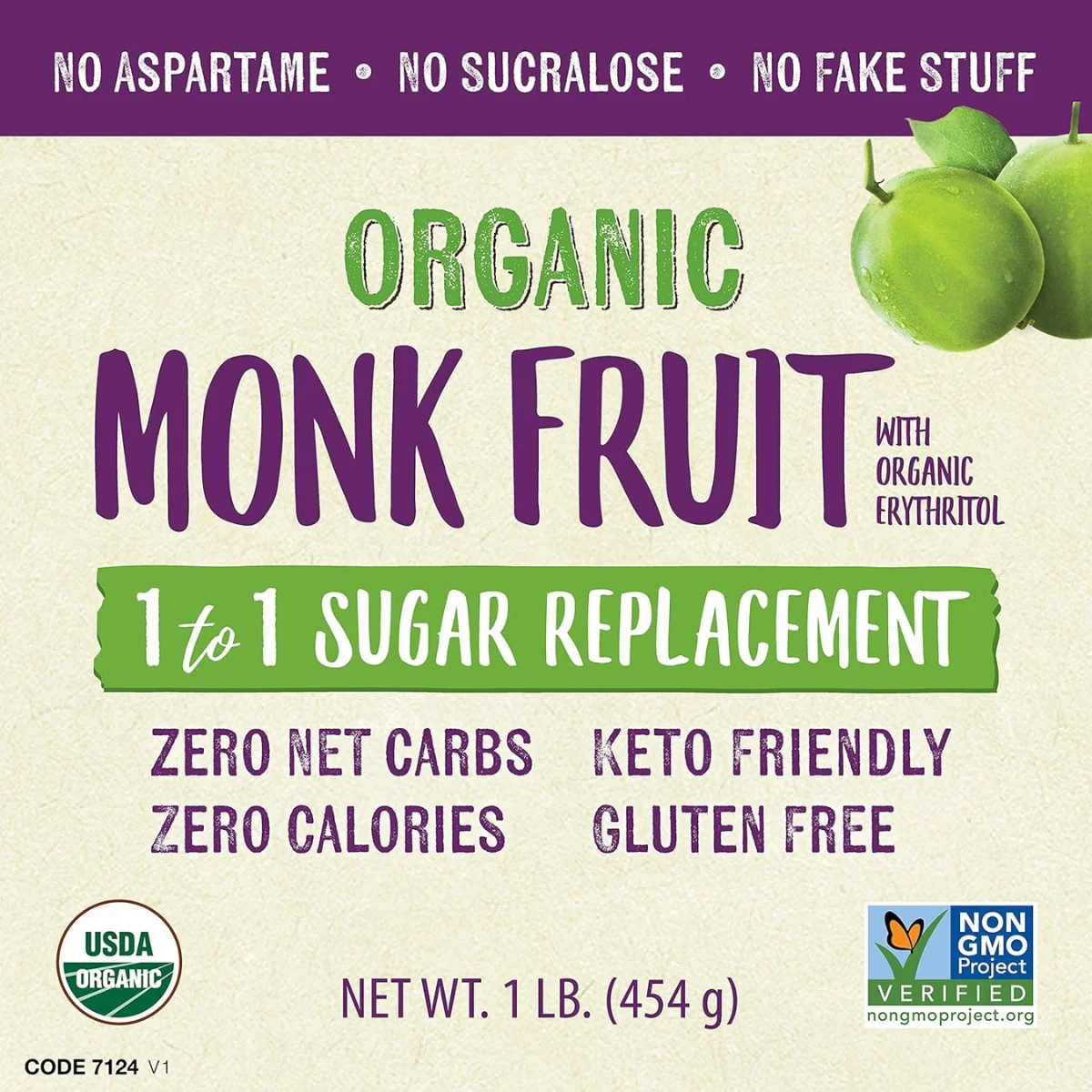 Now Sweetener Monk Fruit Organic Powder 454g - Image 3
