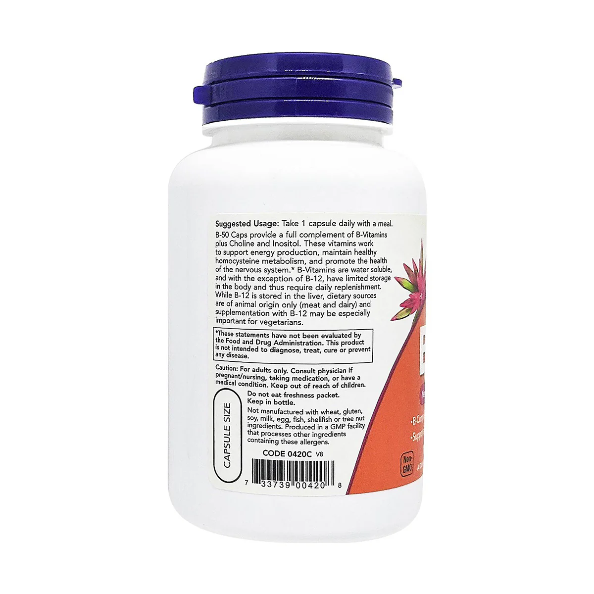 Now Vitamin B50 100 VegeCapsules - Image 2