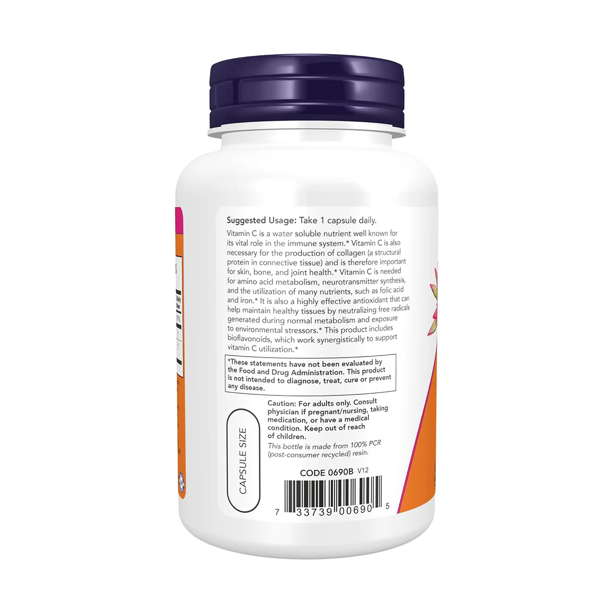 Now Vitamin C 1,000mg Capsules 100 VegeCapsules - Image 2