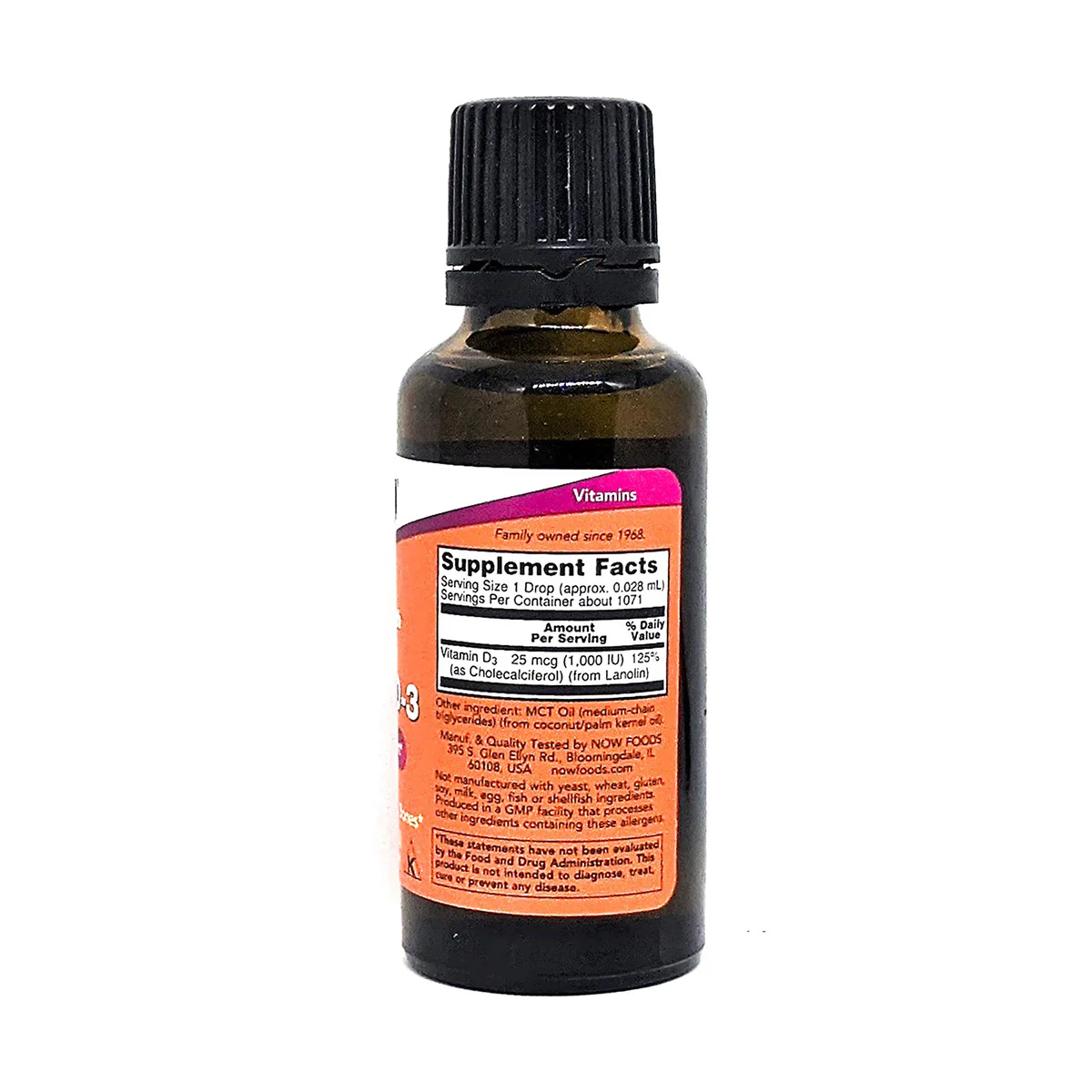 Now Vitamin D3 Extra Strength 1,000IU Liquid 30ml - Image 3