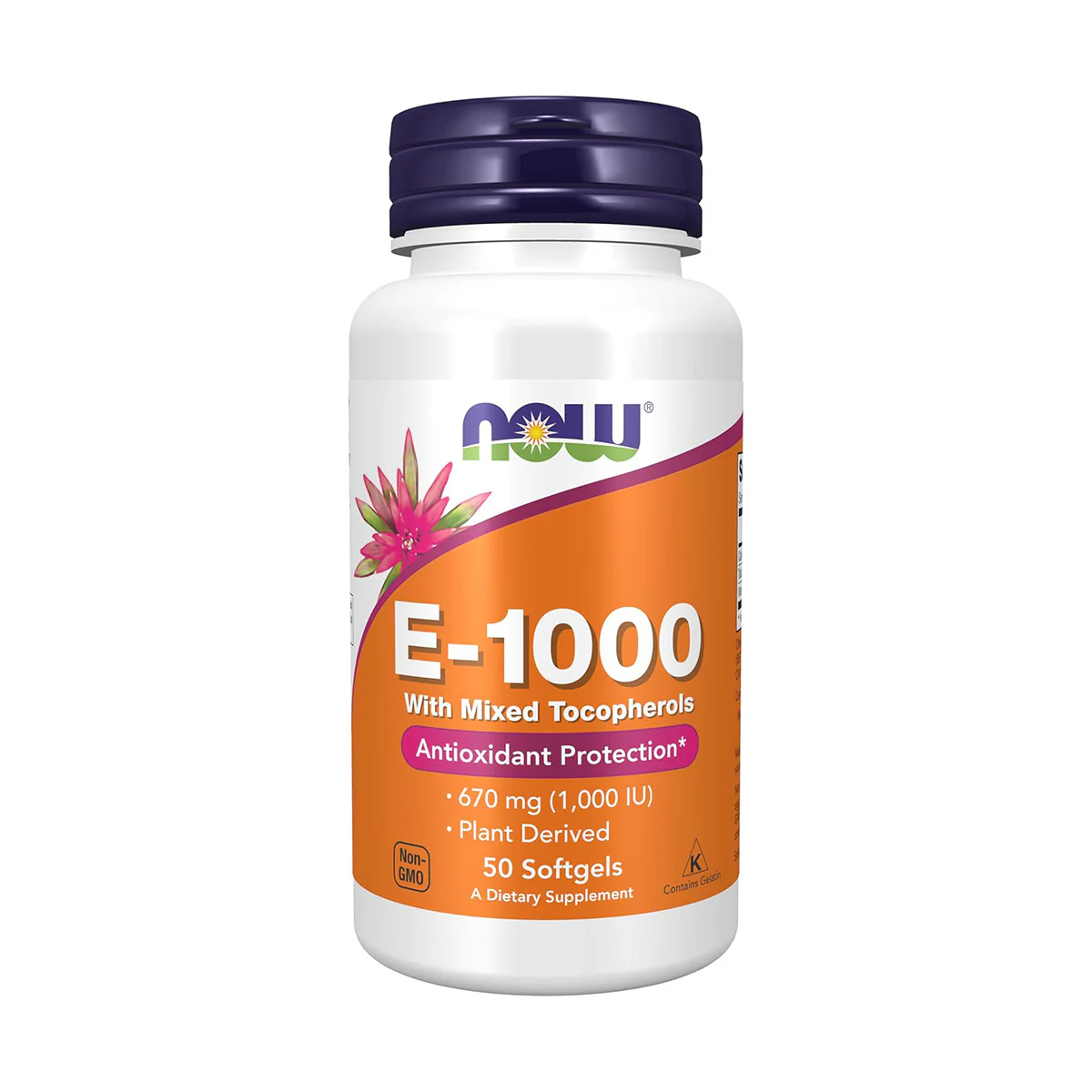 Now Vitamin E 1,000mg Mixed Tocopherols 50 Softgels